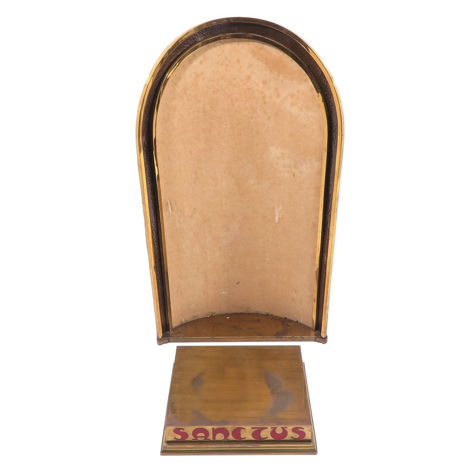 Monstrance Holder: 19th century, copper, the base with inscription Sanctus, 46 x 12 x 81 cm.