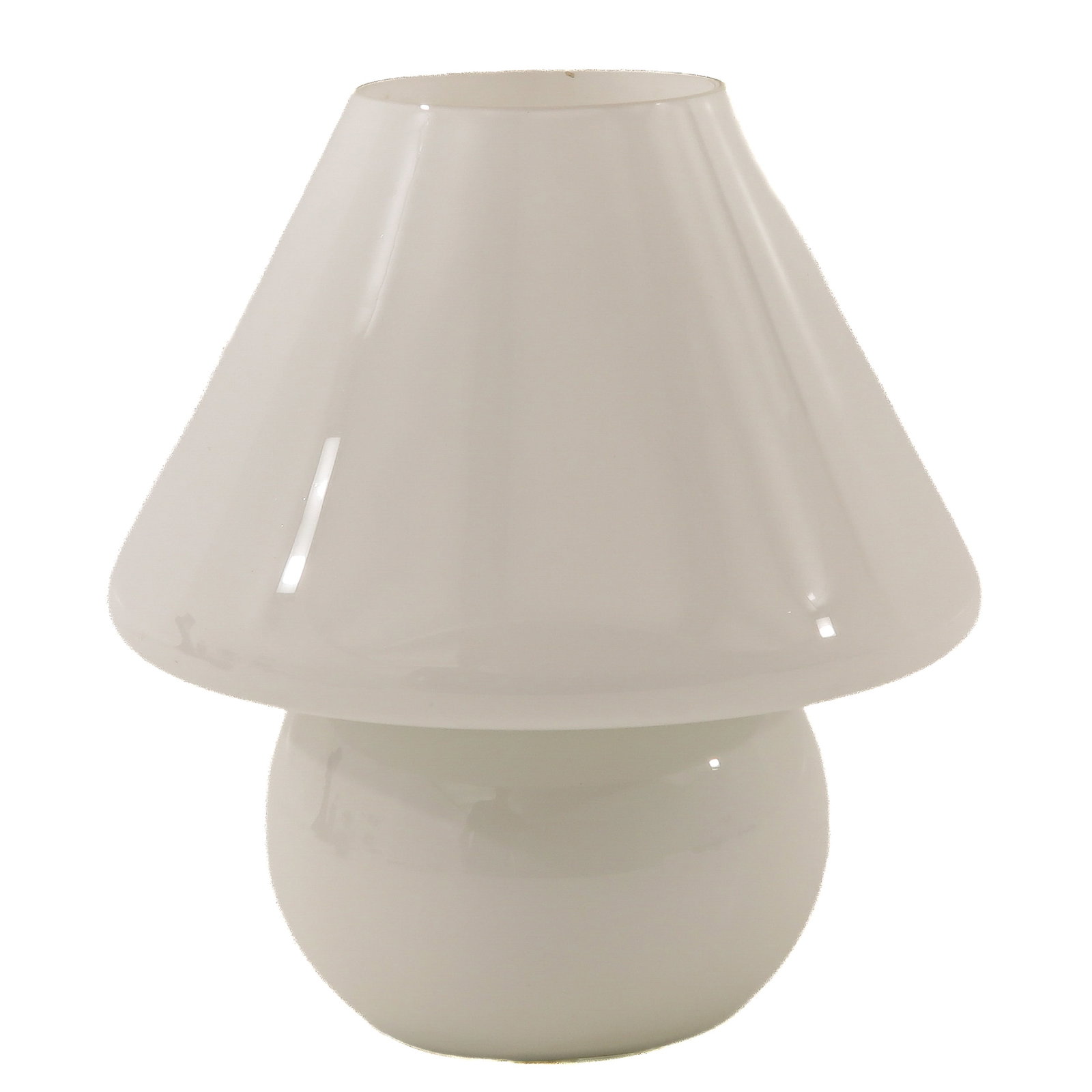 A Mushroom Lamp: of glass, in the shape of a mushroom, height 25 cm.