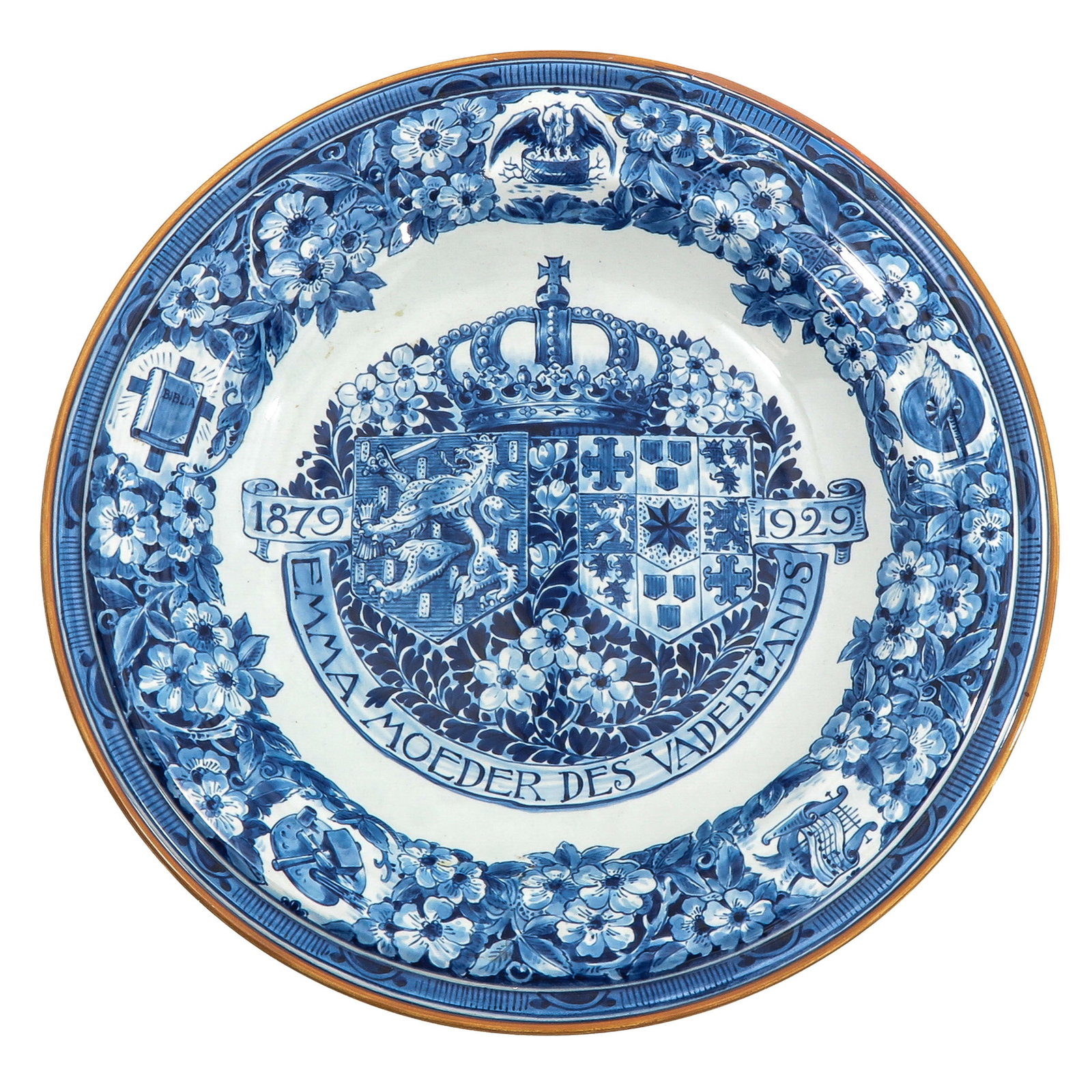 A Dish: de Porceleyne Fles, on the occasion of Queen Emma of the Netherlands, diameter 35 cm.