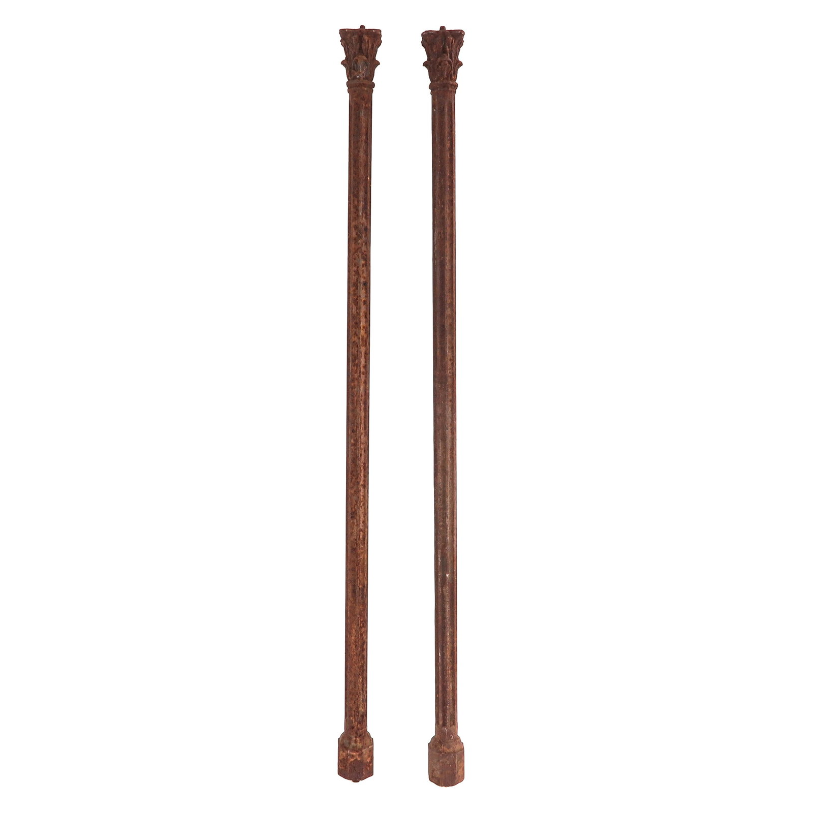 A Pair of Cast Iron Pillars: consisting of 2 cast-iron pillars, length 225 cm.