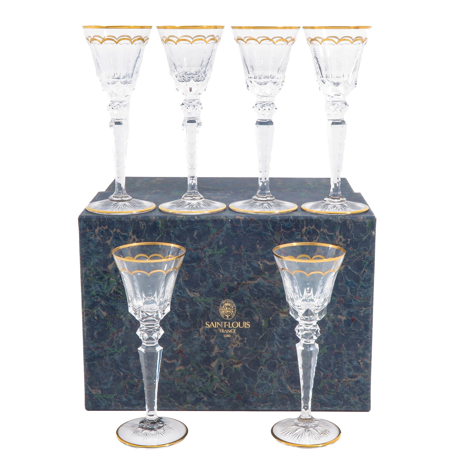 A Set of 6 Saint Louis Excellence Wine Glasses: consisting of 6 Saint Louis Excellence crystal wine glasses, height 21 cm.