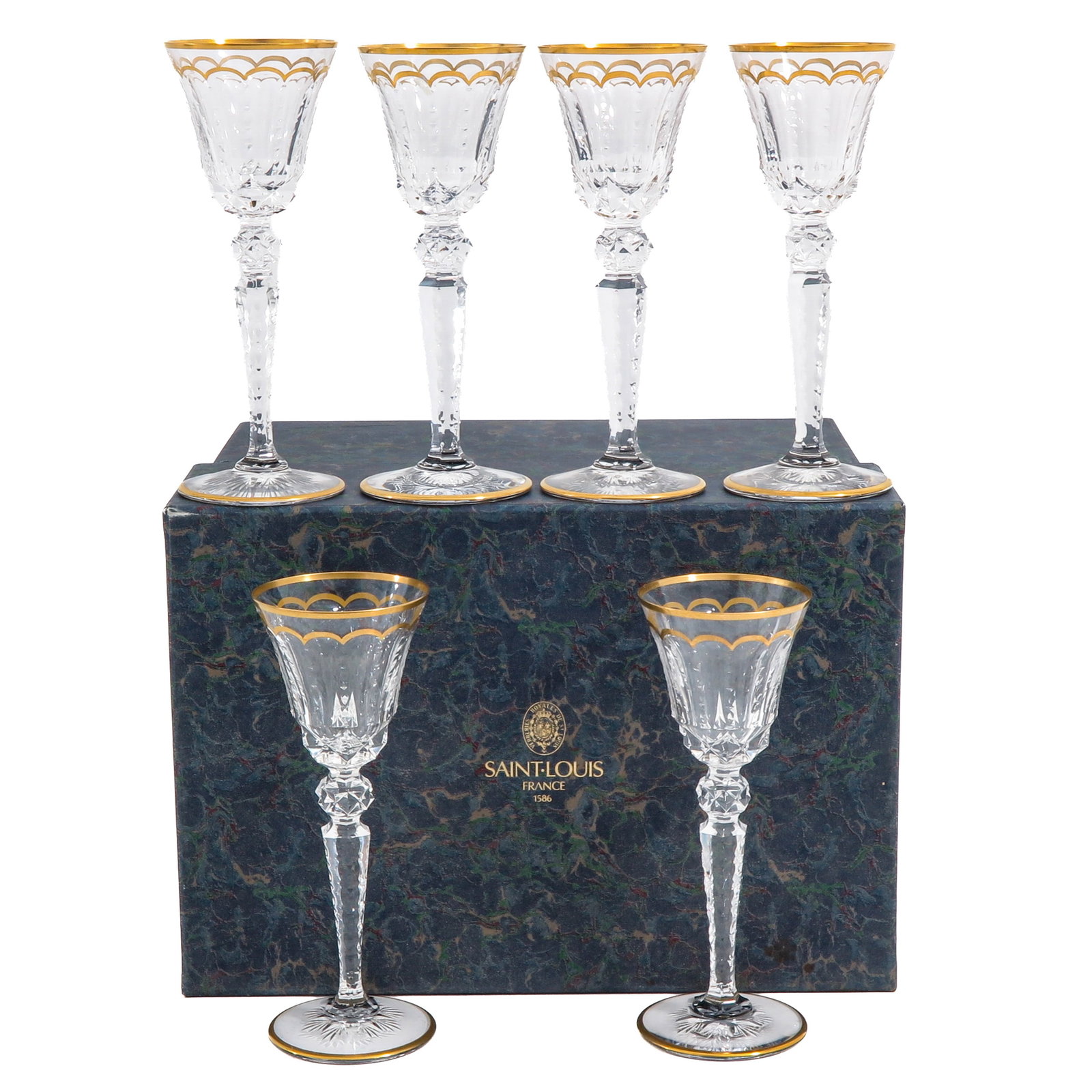 A Set of 6 Saint Louis Excellence Wine Glasses: consisting of 6 Saint Louis Excellence crystal wine glasses, height 19 cm.