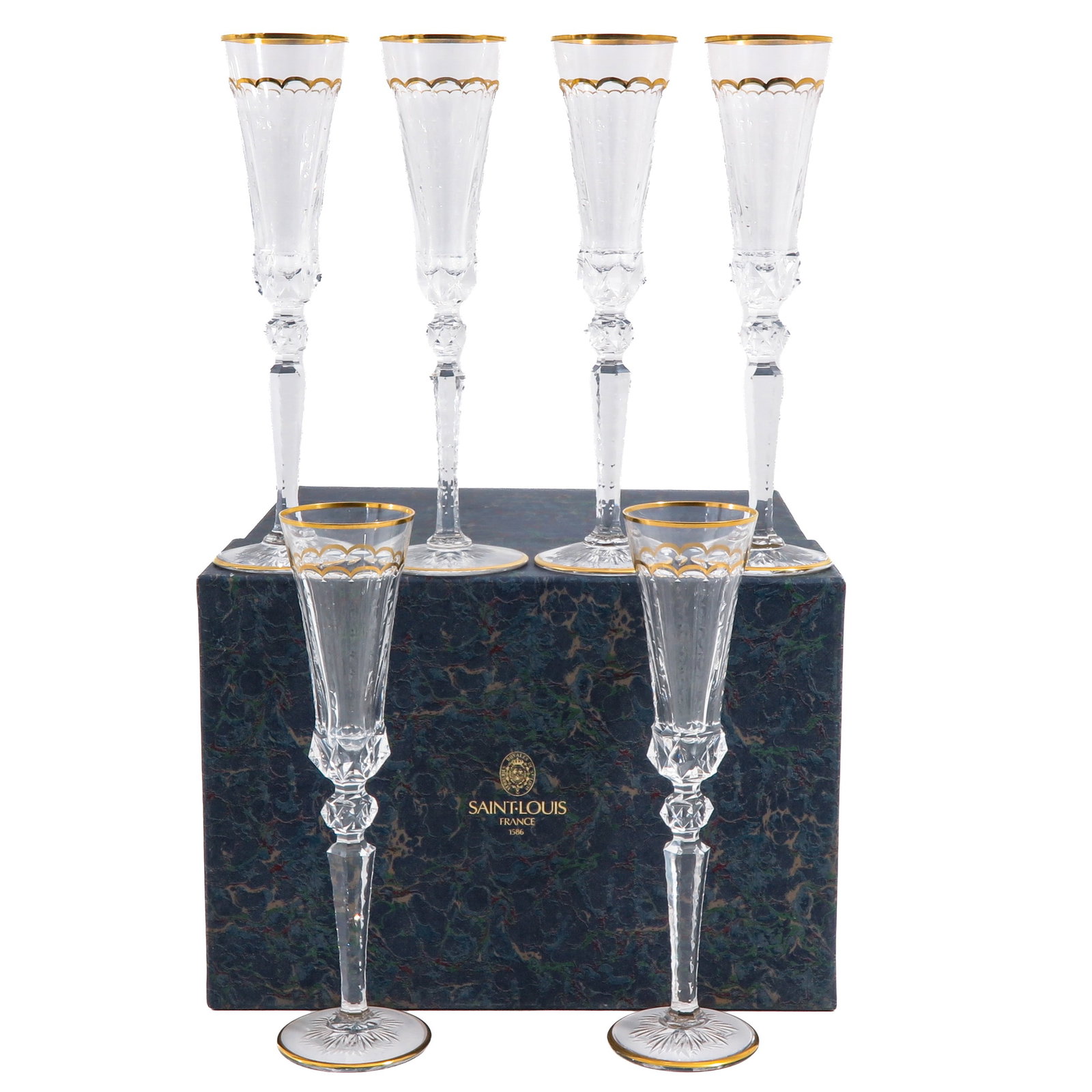 A Set of 6 Saint Louis Excellence Wine Glasses: consisting of 6 Saint Louis Excellence crystal wine glasses, height 27 cm.