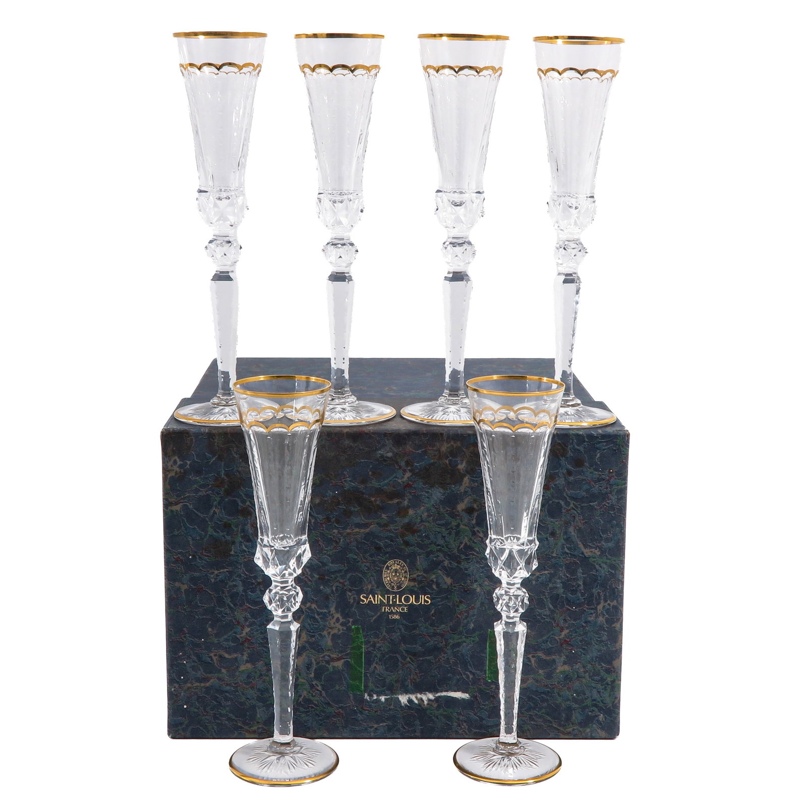 A Set of 6 Saint Louis Excellence Wine Glasses: consisting of 6 Saint Louis Excellence crystal wine glasses, height 27 cm.