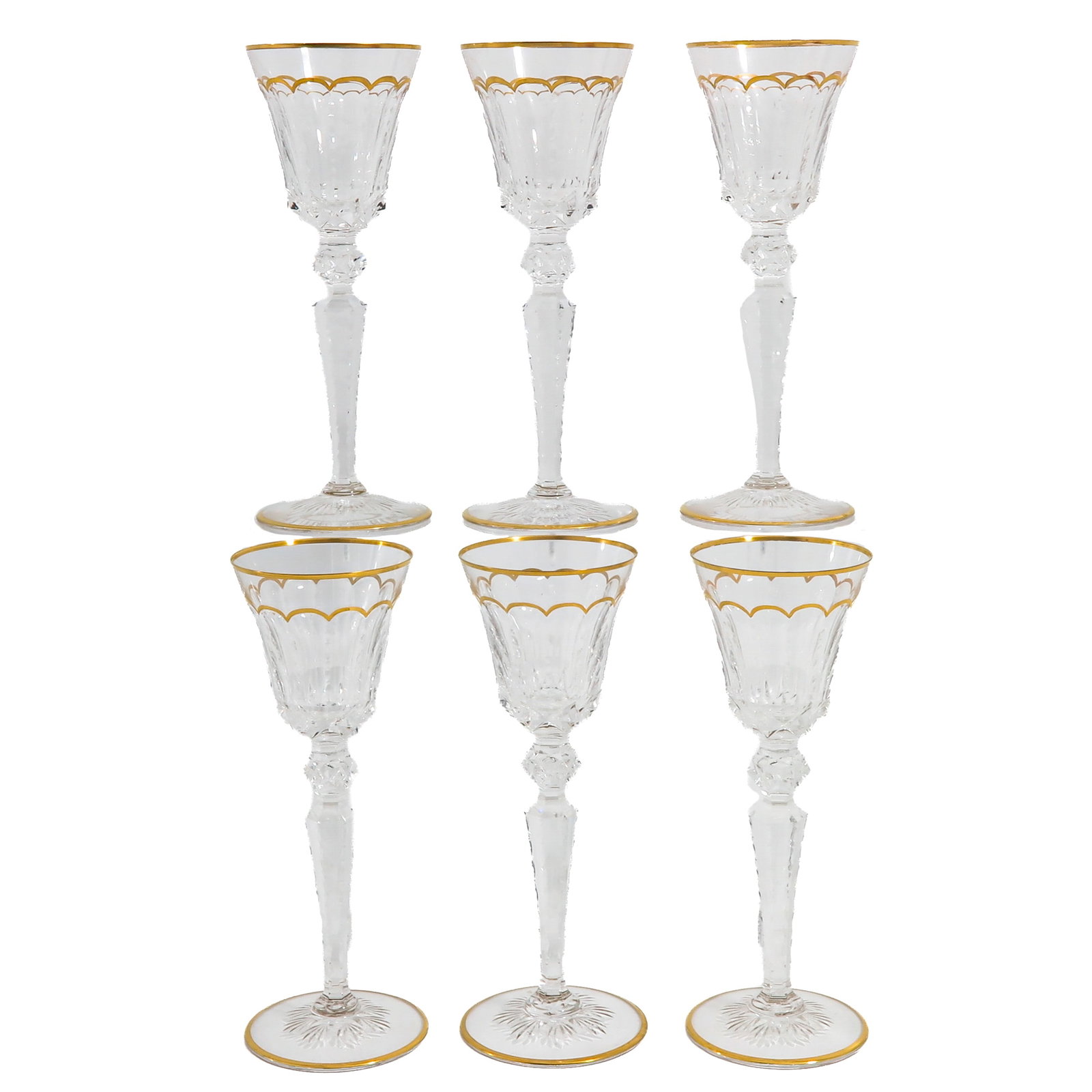 A Set of 6 Saint Louis Excellence Wine Glasses: consisting of 6 Saint Louis Excellence crystal wine glasses, height 25 cm.