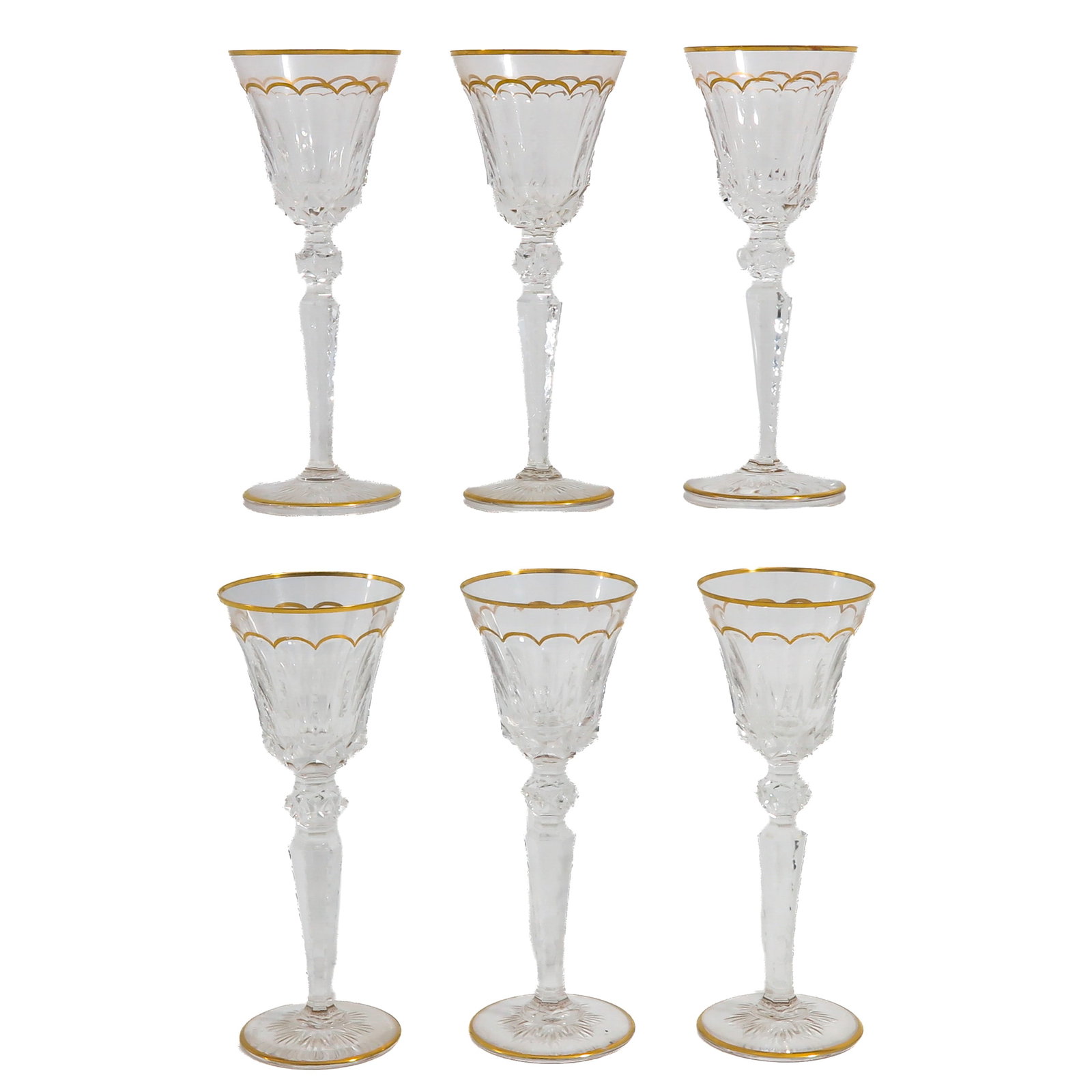 A Set of 6 Saint Louis Excellence Wine Glasses: consisting of 6 Saint Louis Excellence crystal wine glasses, height 22 cm.