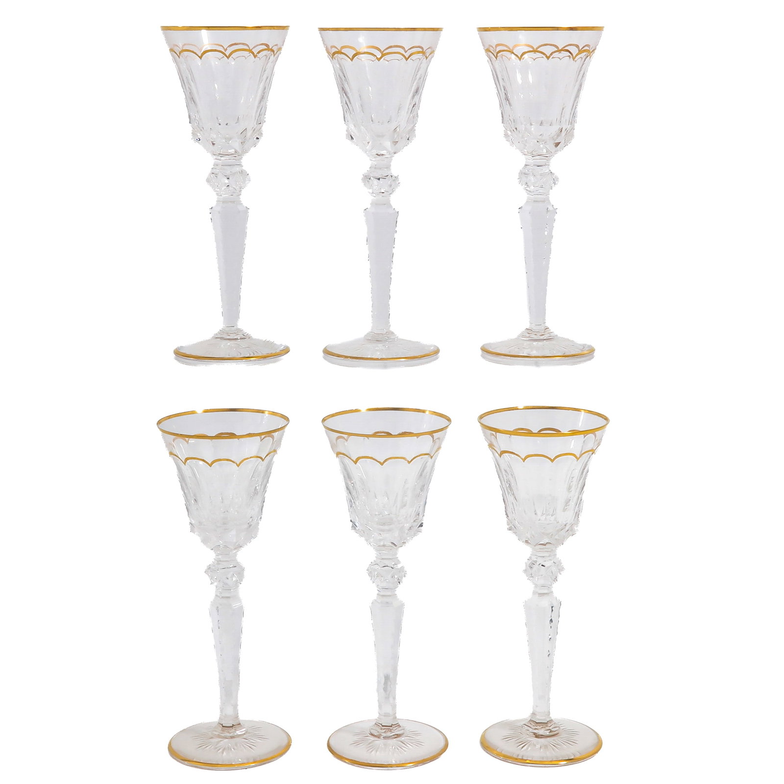 A Set of 6 Saint Louis Excellence Wine Glasses: consisting of 6 Saint Louis Excellence crystal wine glasses, height 22 cm.
