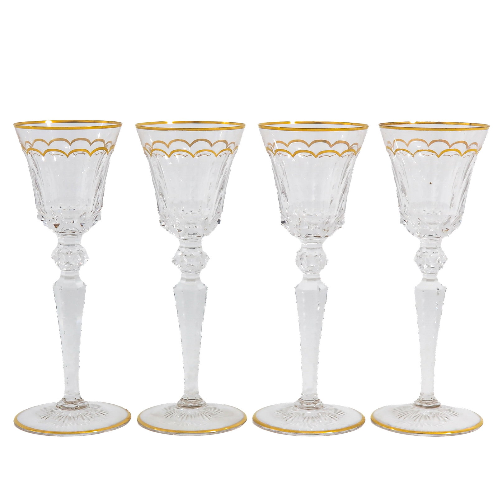 A Set of 4 Saint Louis Excellence Wine Glasses: consisting of 4 Saint Louis Excellence crystal wine glasses, height 25 cm.