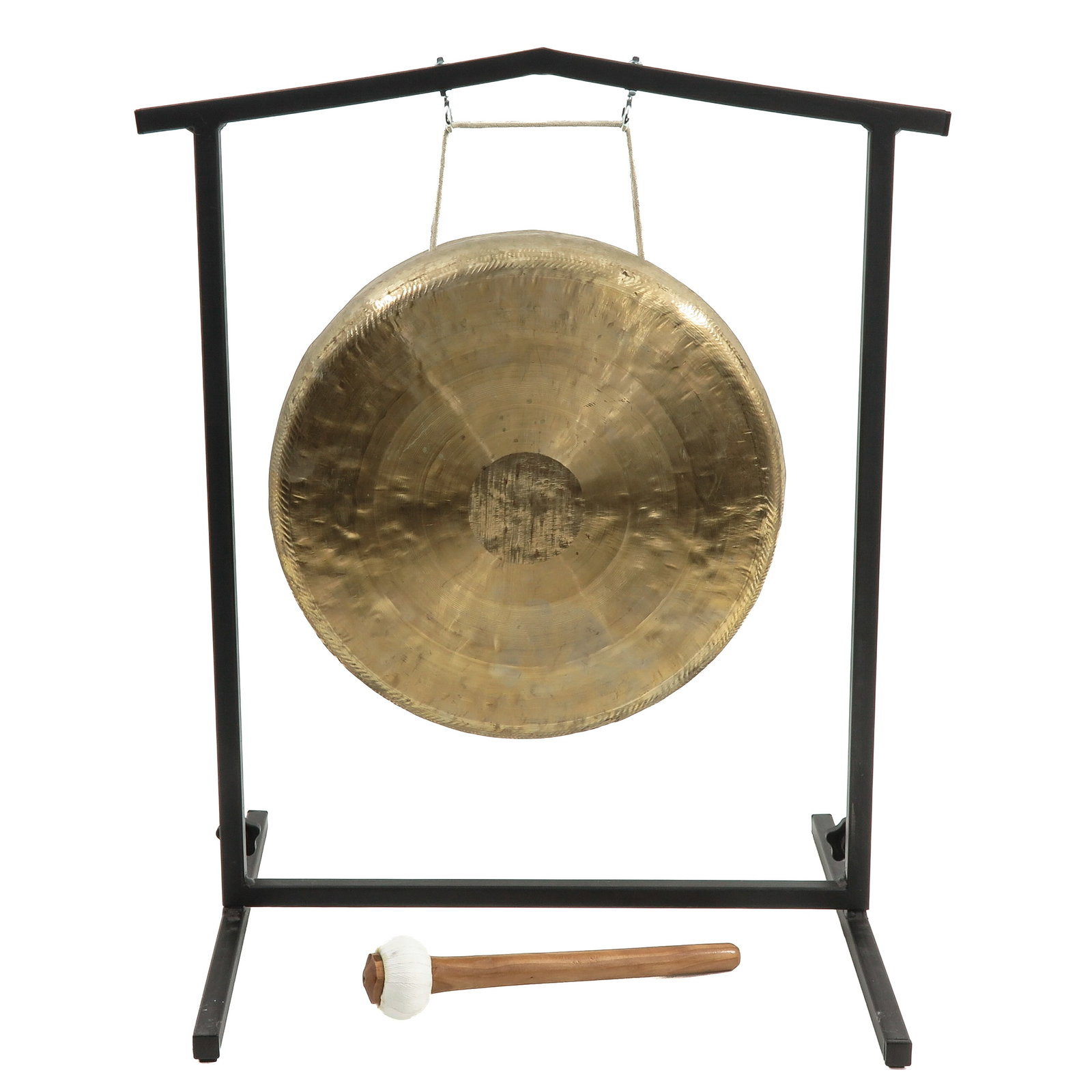 A Gong: with metal stand and striker, height 74 cm.