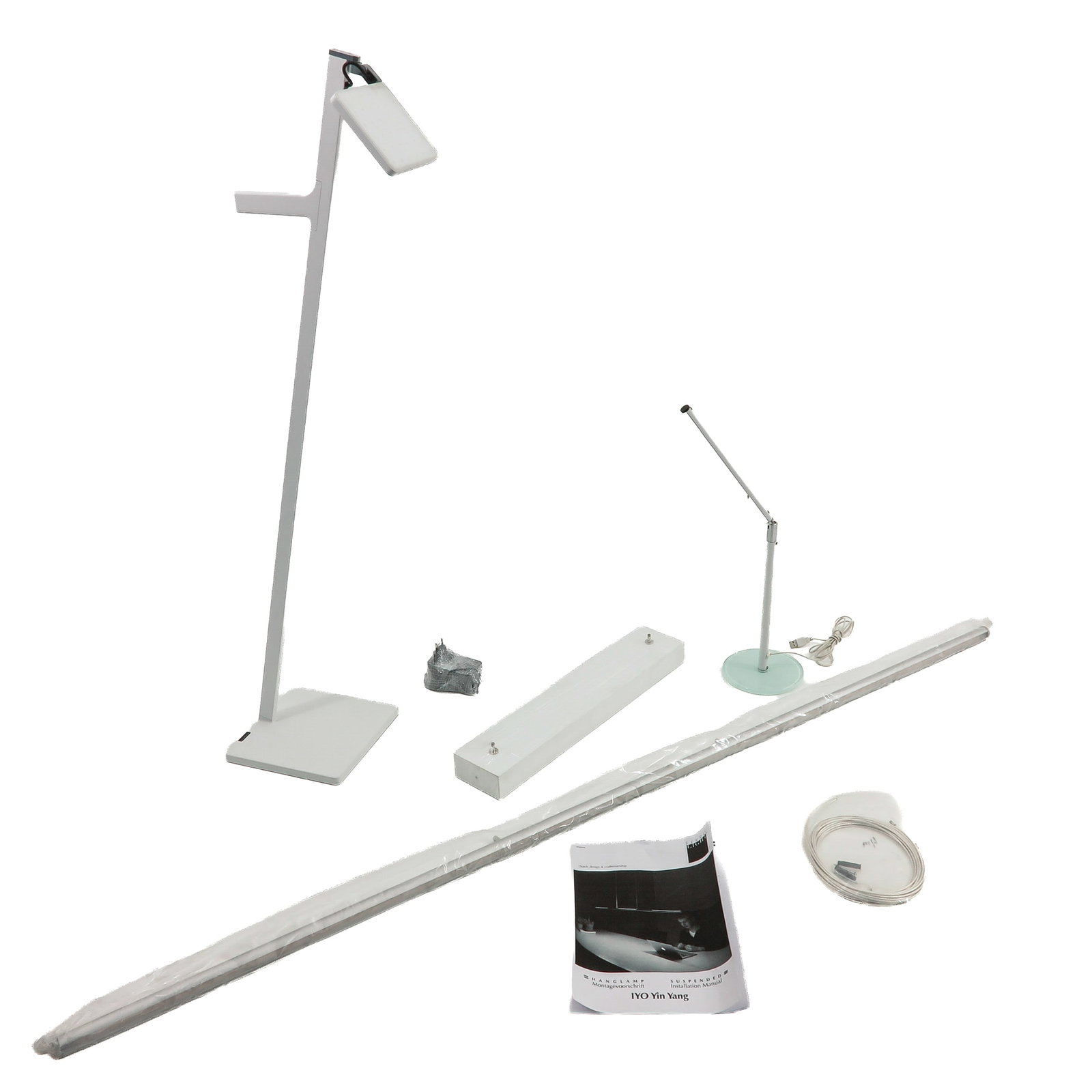 A Collection of Modern Lighting: consisting of various modern design lighting, including Ferro light, tallest 102 cm.