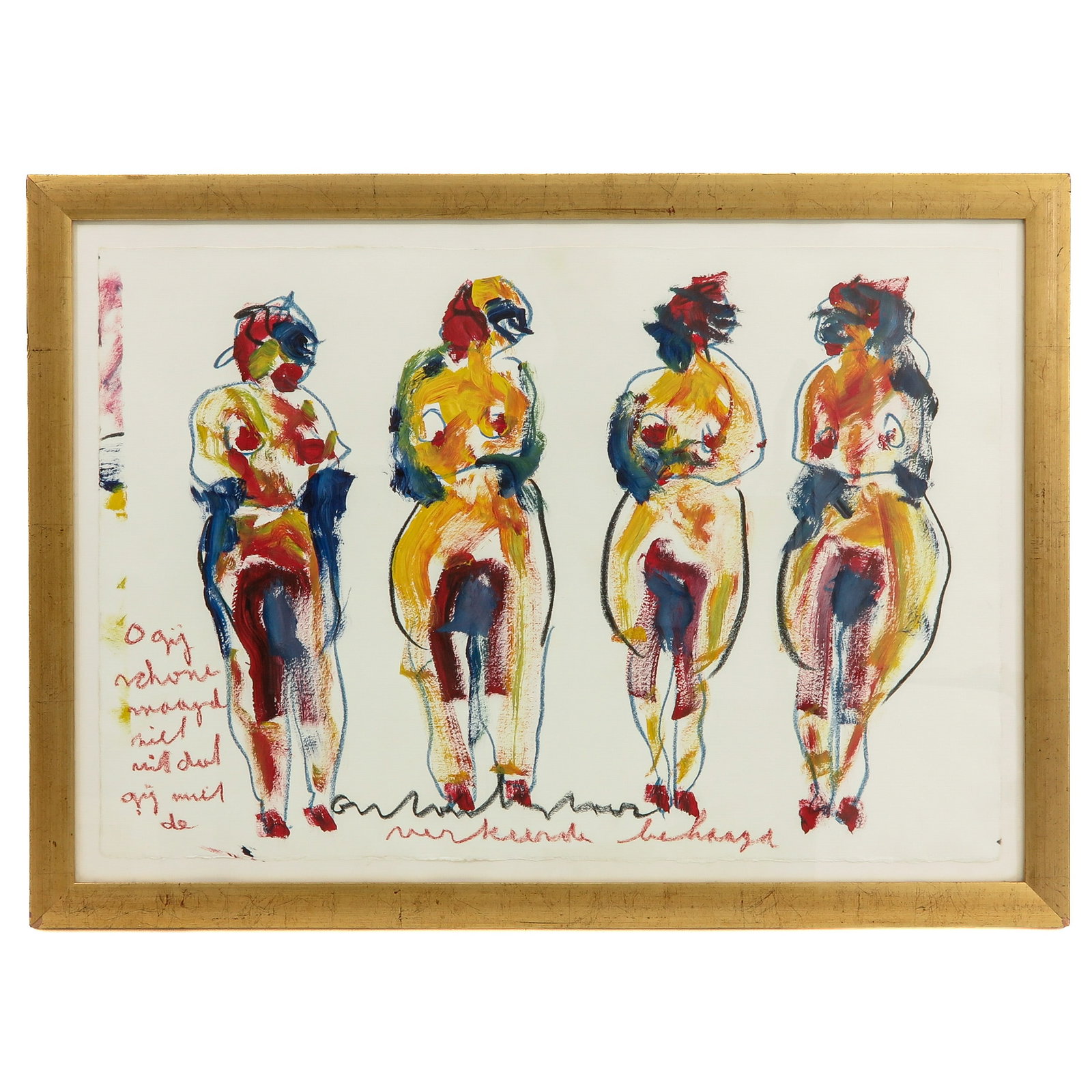 An Anton Heyboer Mixed Media: on paper, Anton Heyboer (1924 - 2005), depicting 4 women, 79 x 53 cm.