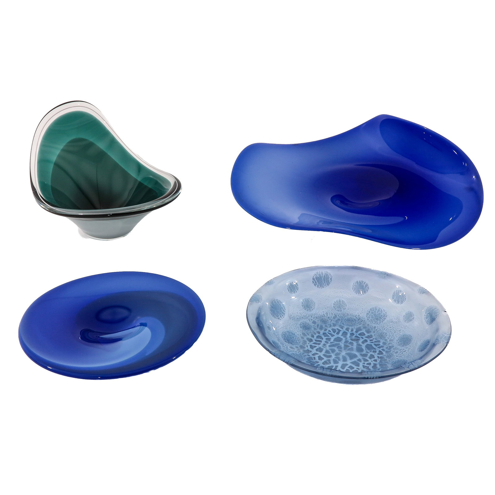 A Group of Glass Dishes: consisting of 4 glass dishes, various shapes and colours, including Oude Horn, largest 42 cm.