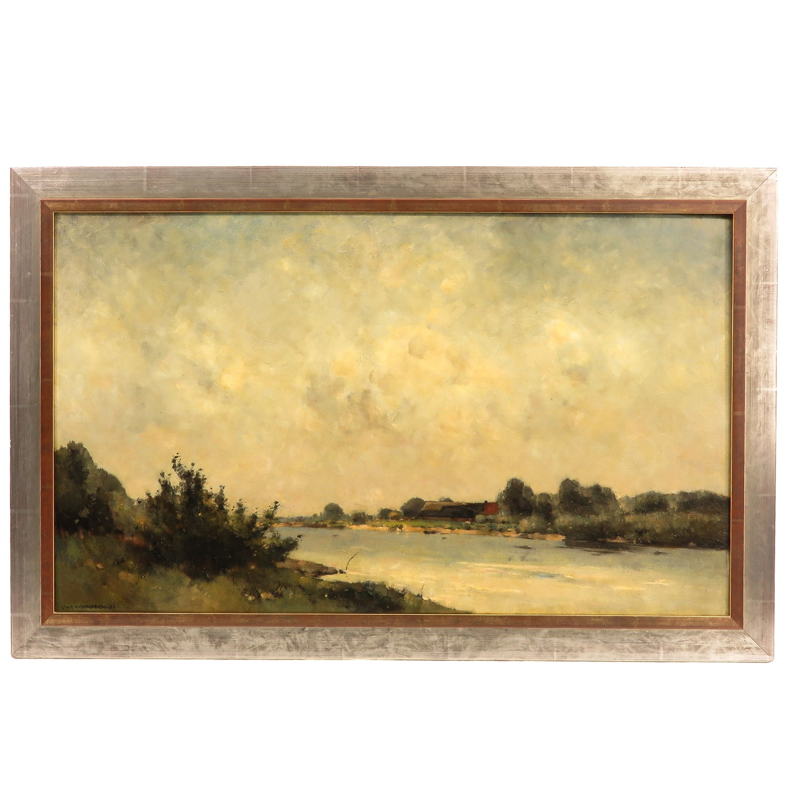 An Oil on Canvas Painting: oil on canvas, signed L.W.R. Wenckebach, depicting a river landscape, 100 x 60 cm.