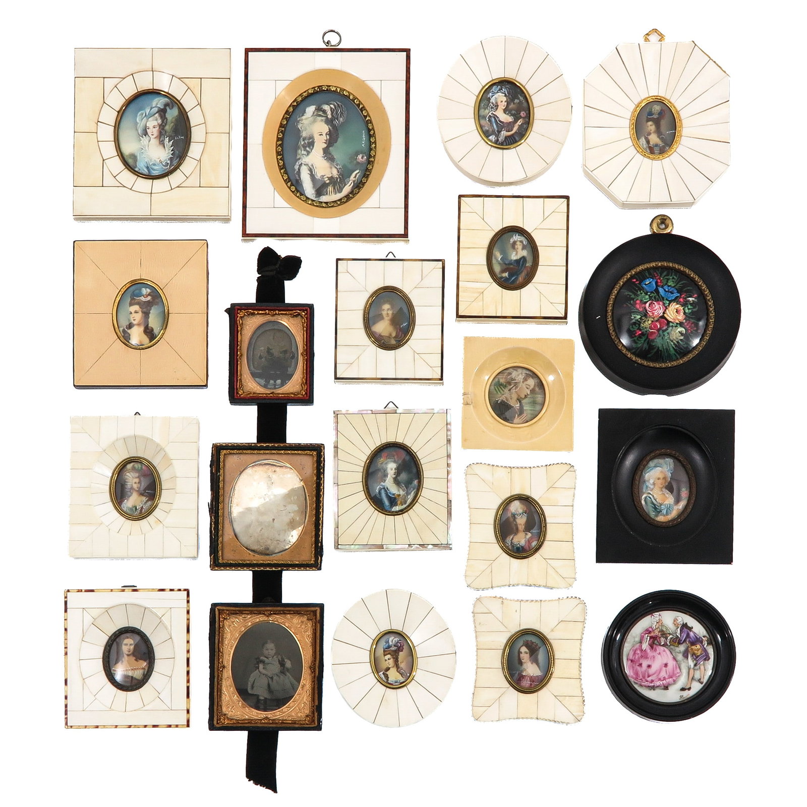 A Collection of Miniature Portraits: consisting of a large collection of miniature portraits, largest 12 x 14 cm.