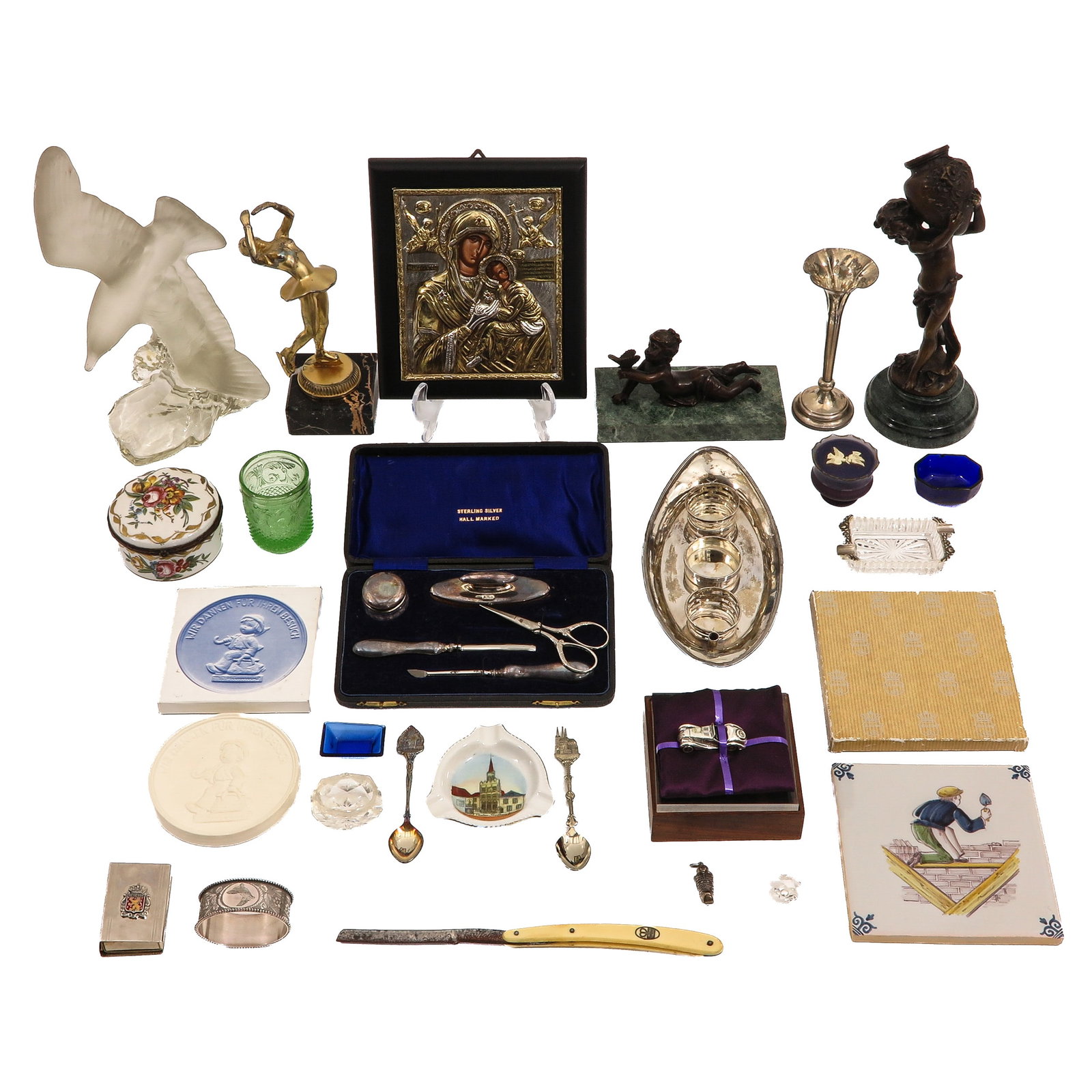 A Group of Collectibles: of various decorative objects and collectibles, including silver, tallest 29 cm.