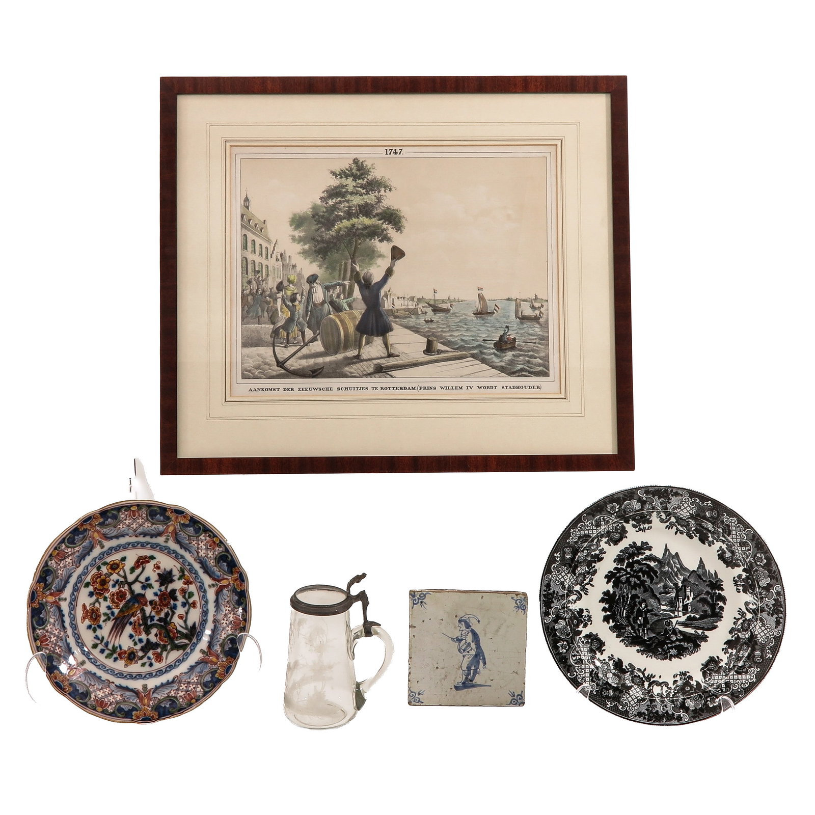 A Diverse Collection of Items: consisting of various objects, including coloured print, 39 x 29 cm.