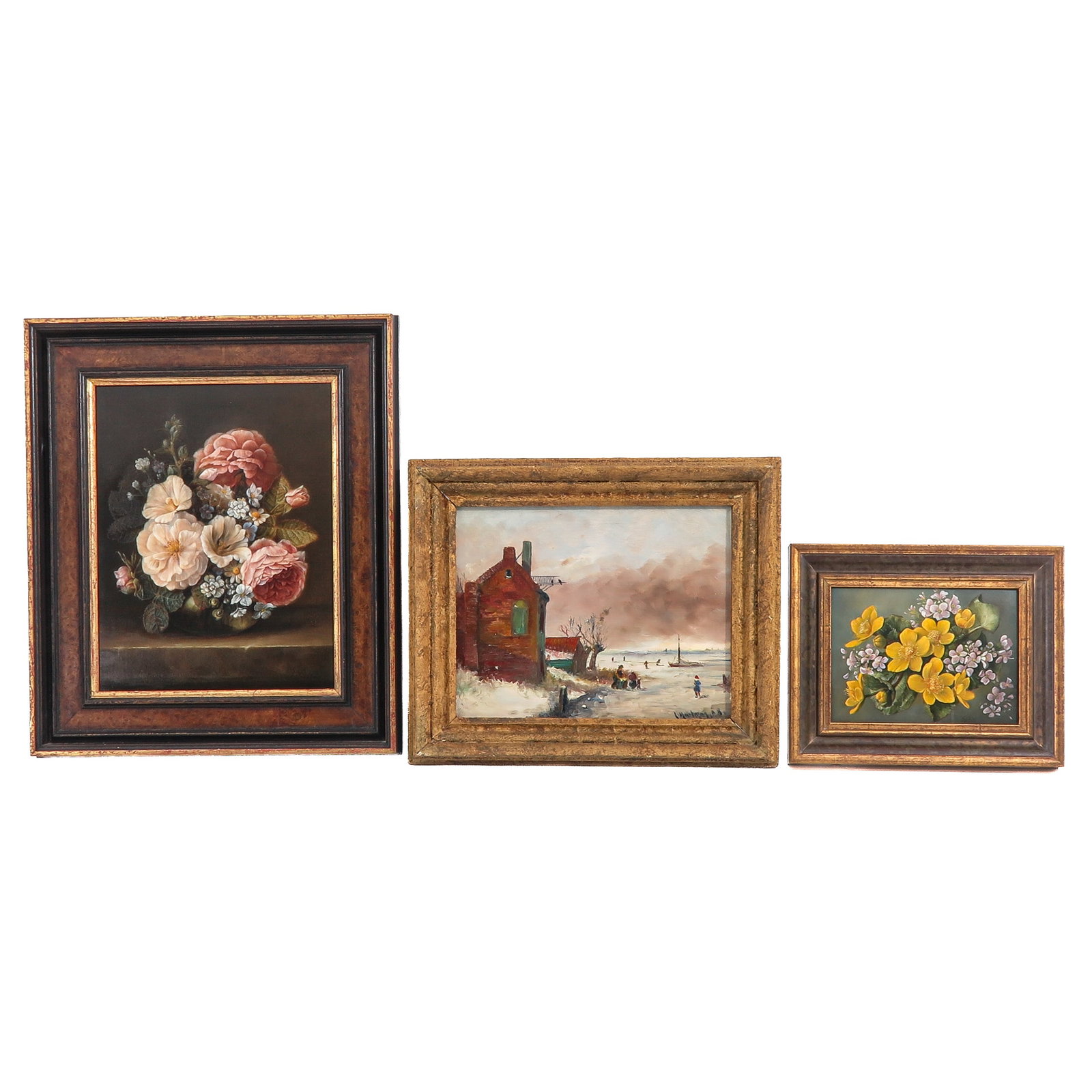 A Collection of 3 Paintings: consisting of 3 paintings, including floral still life, including signed R. Busse, largest 26 x 35 cm.