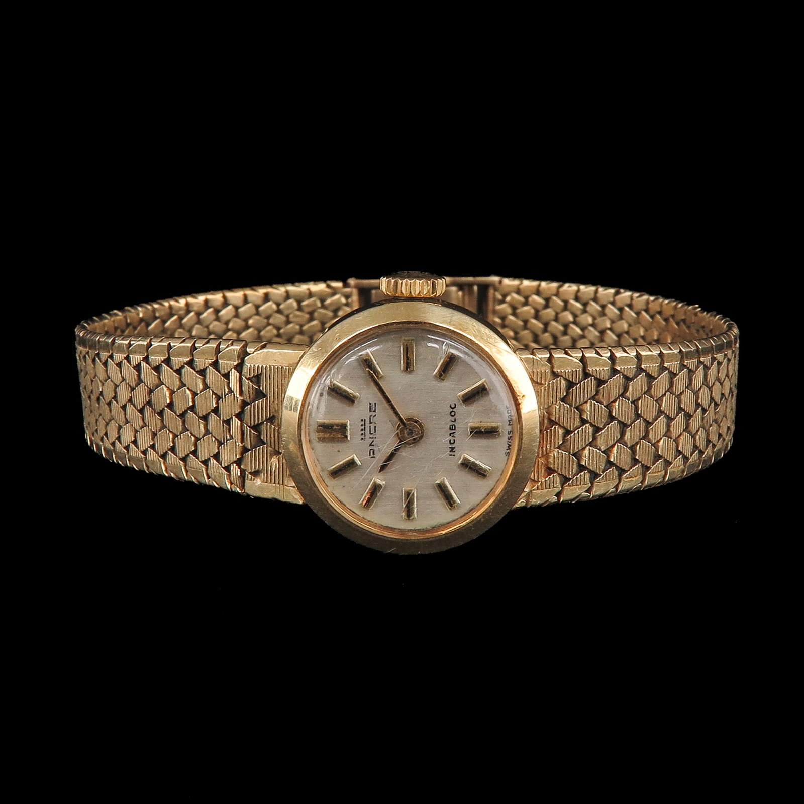 A Ladies' Ancre Watch: Ancre, 14 Krt. gold, case diameter 17 mm.