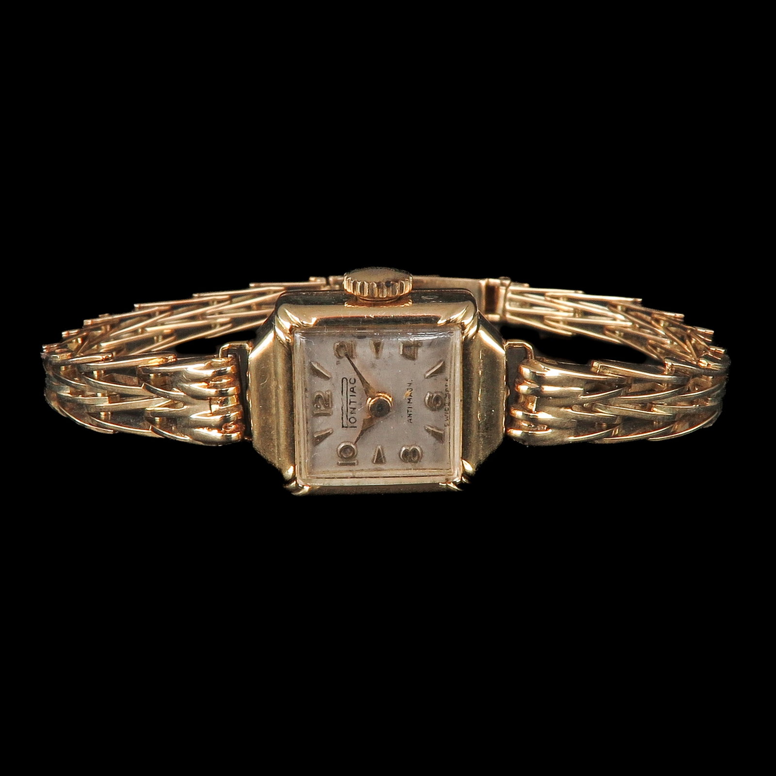 A Ladies' 14KG Pontiac Watch: Pontiac, 14 Krt. gold, case diameter 15 mm.