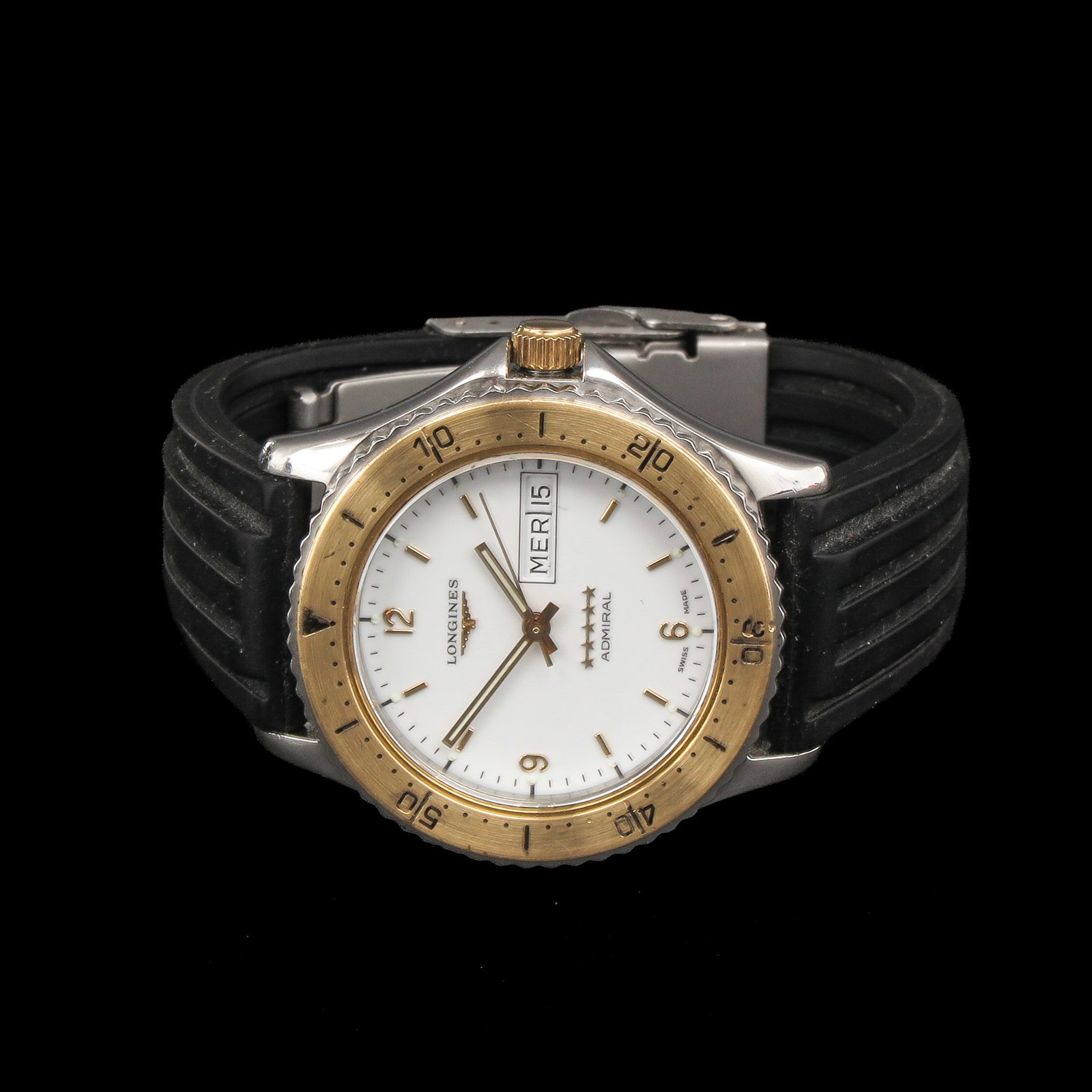 A Men's Longines Watch: Longines, Admiral, automatic, gold and steel, case diameter 37 mm.
