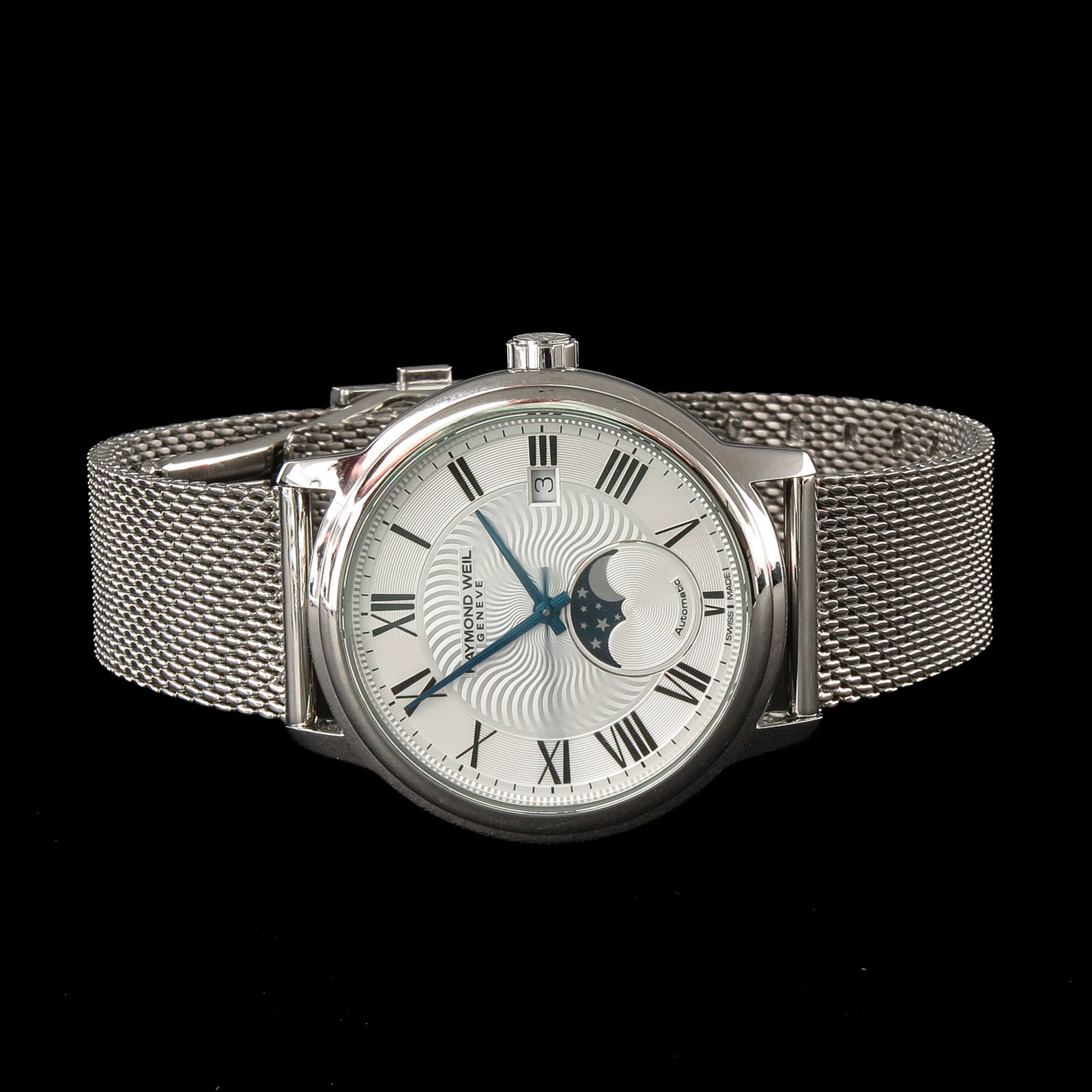 A Men's Raymond Weil Watch: Raymond Weil, Moonphase, automatic, including second watch strap, case diameter 39 mm.
