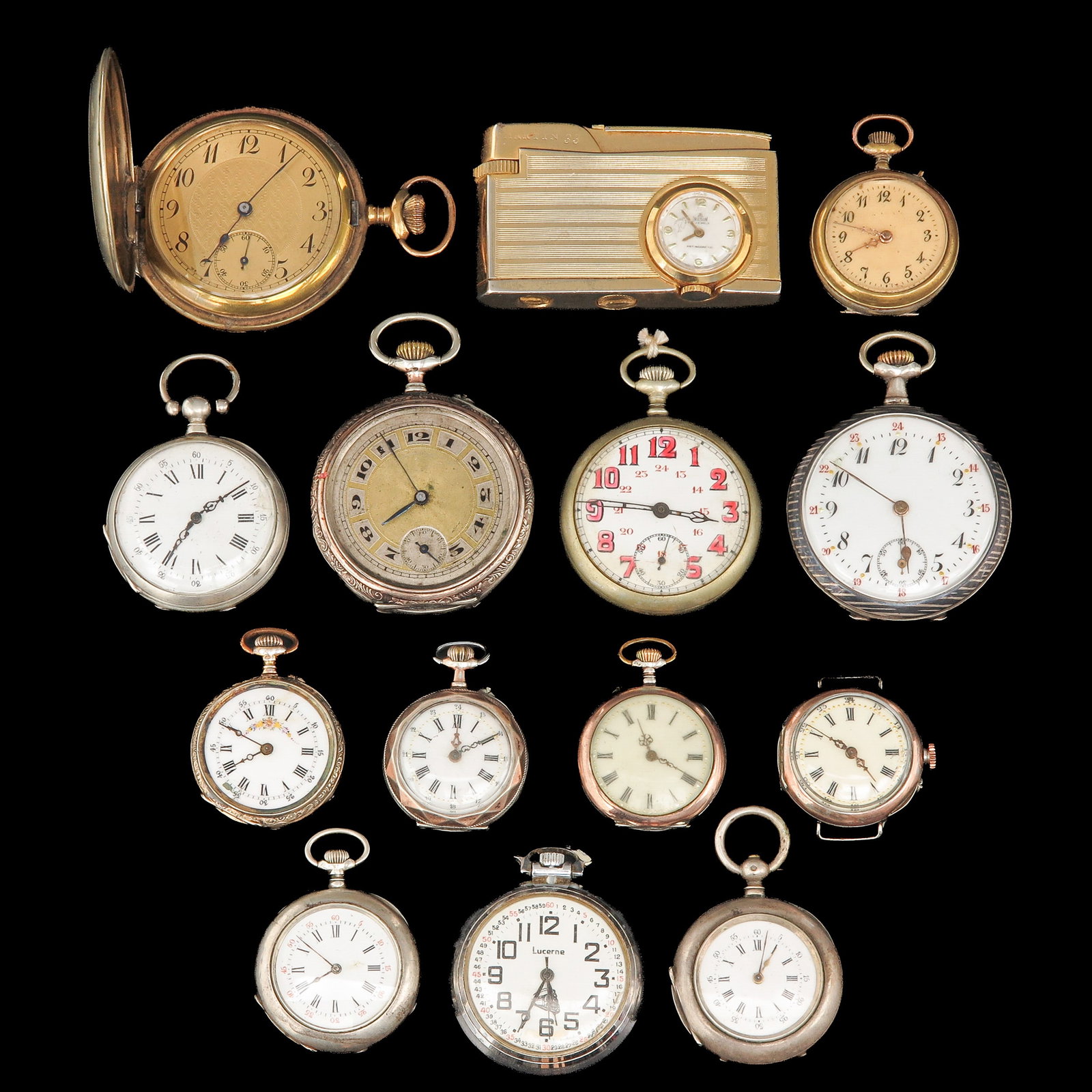 A Collection of Watches: consisting of 14 various watches, in different designs and materials, diameter largest 50 mm.