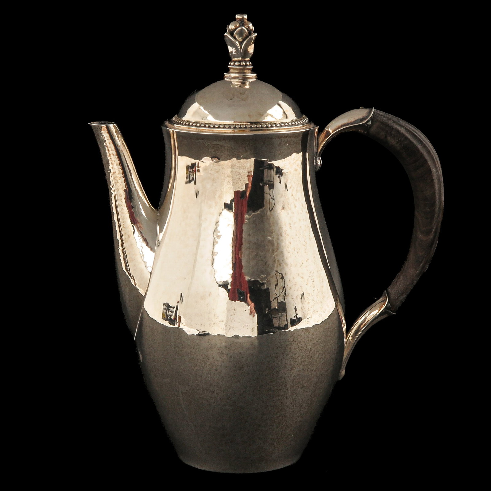 A Silver Coffee Pot: sterling silver, Georg Jensen, model Acorn, designed by Johan Rohde, height 23 cm.
