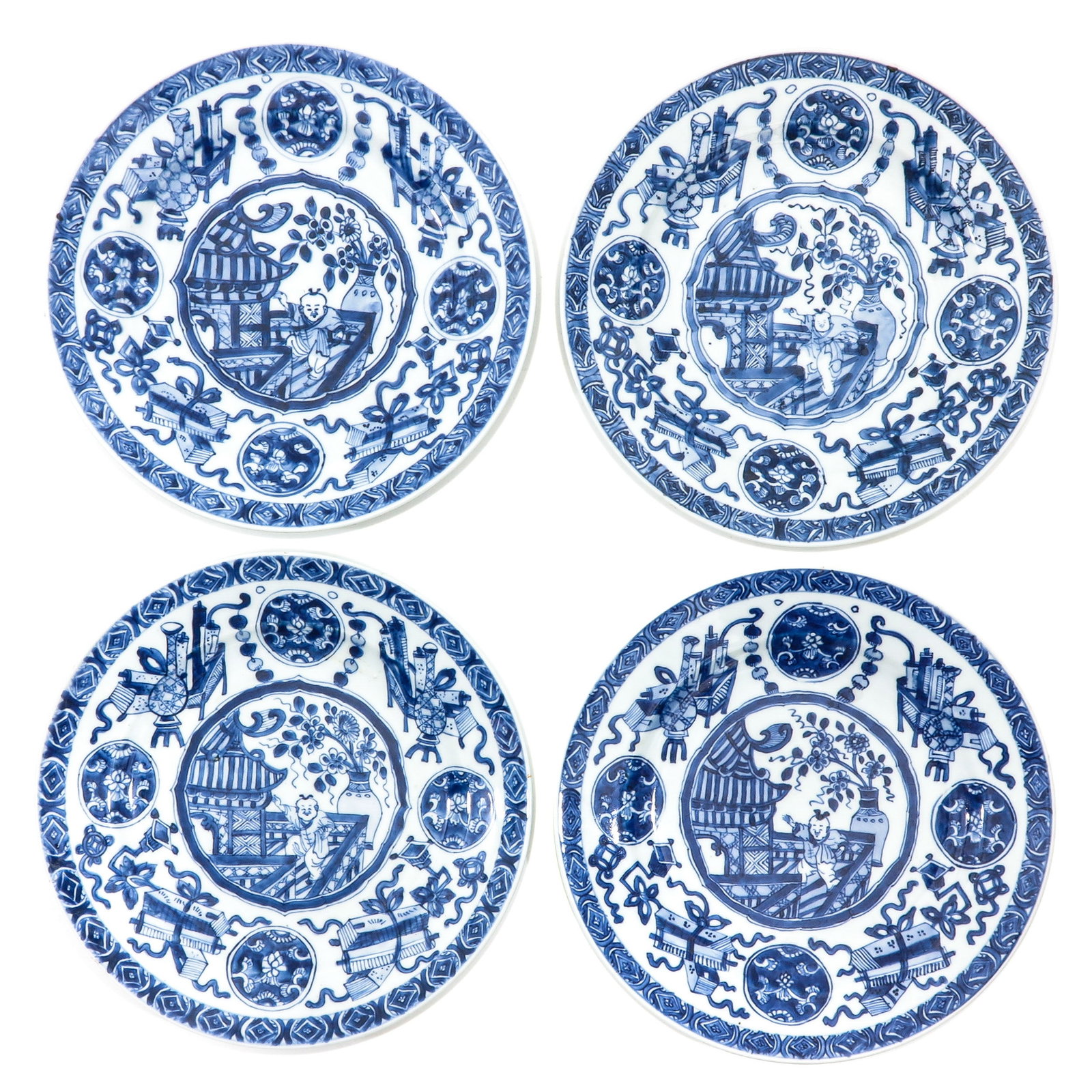A Set of 4 Blue and White Plates (1 of 6)