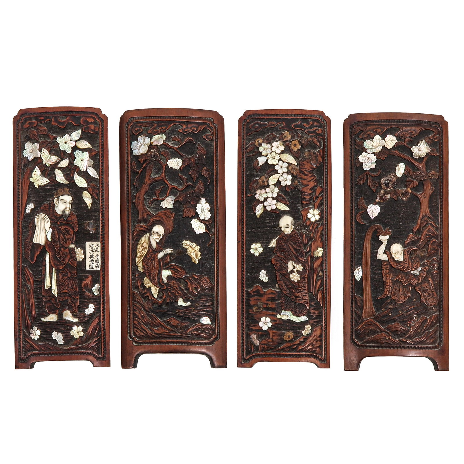 A Set of 4 Carved Wood Panels (1 of 6)