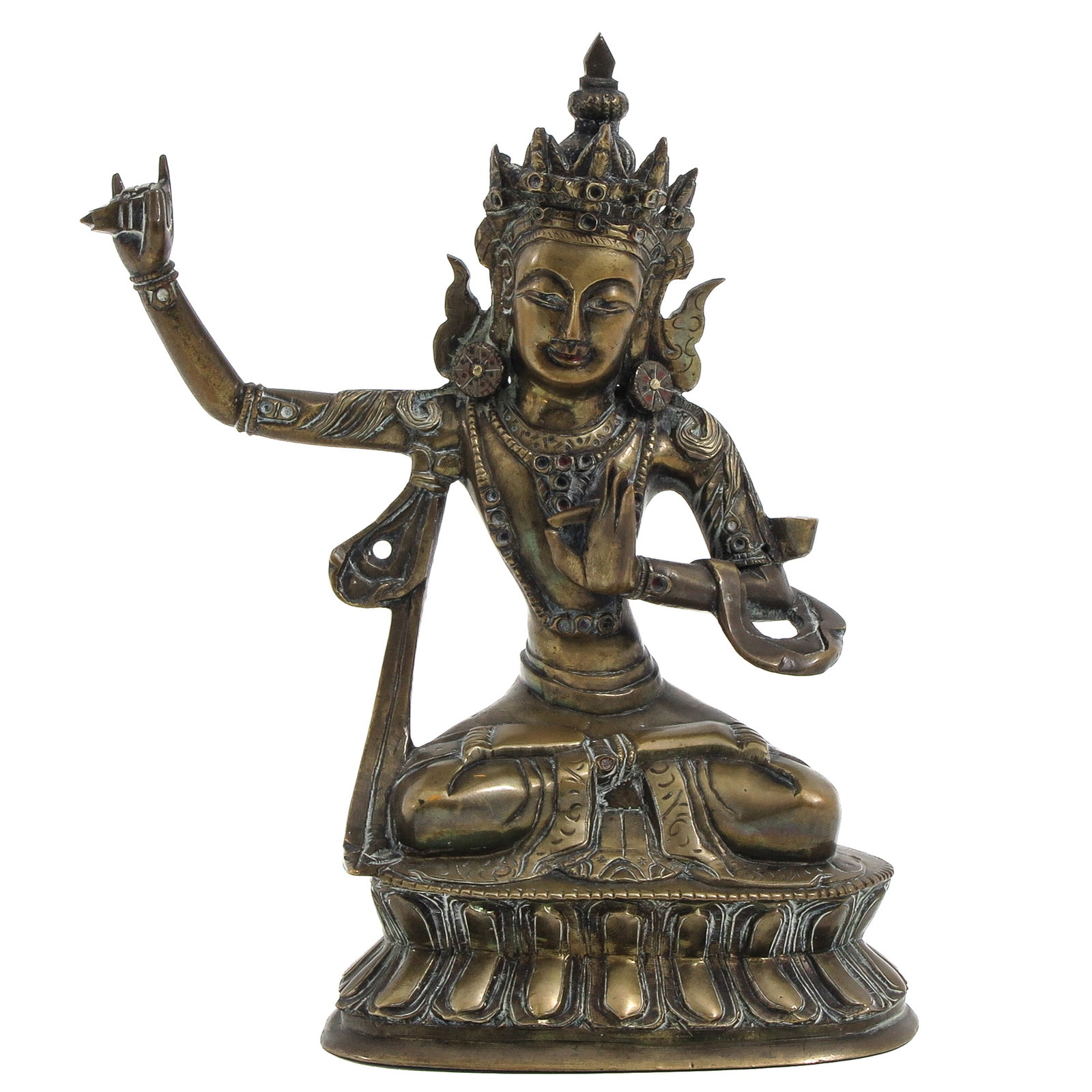 A Bronze Manjushri Buddha Sculpture: 15 cm. tall.