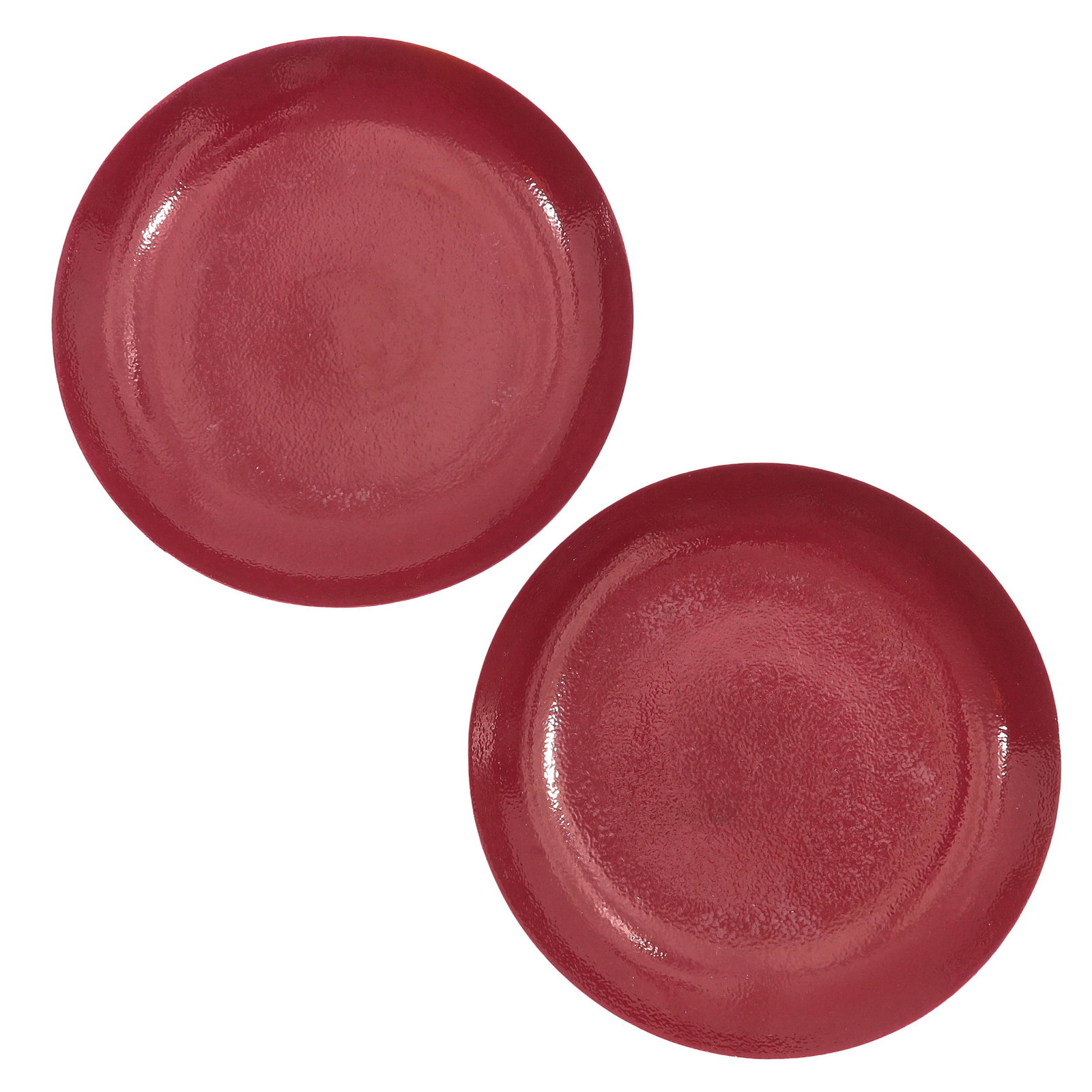 A Pair of 2 Ruby Monochrome Plates: Jiaqing mark, 24 cm. in diameter.