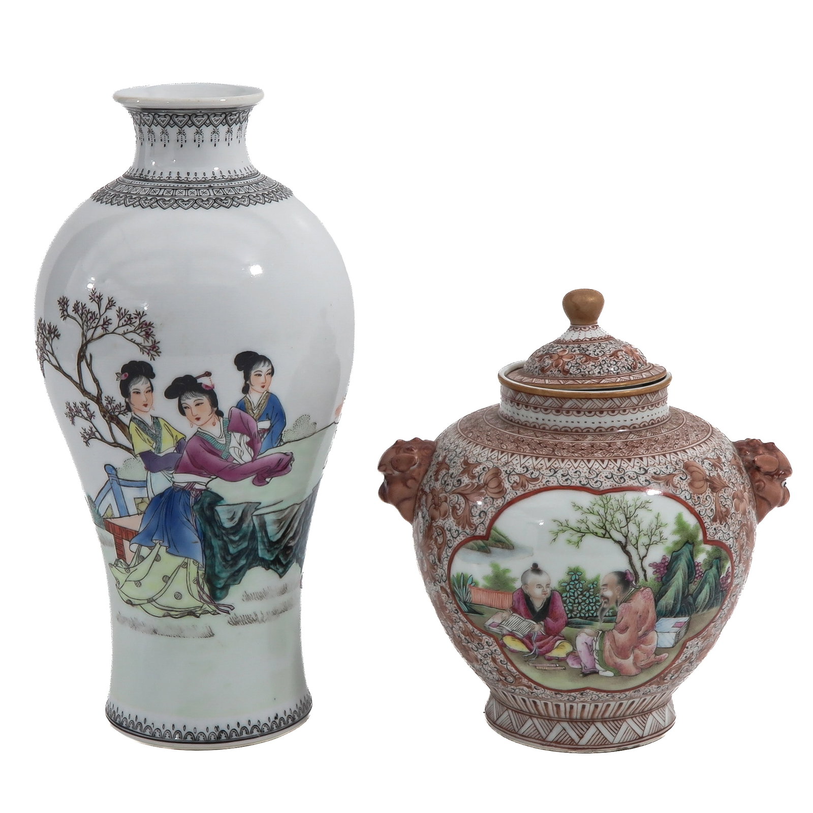 A Famille Rose Vase and Covered Jar (1 of 6)