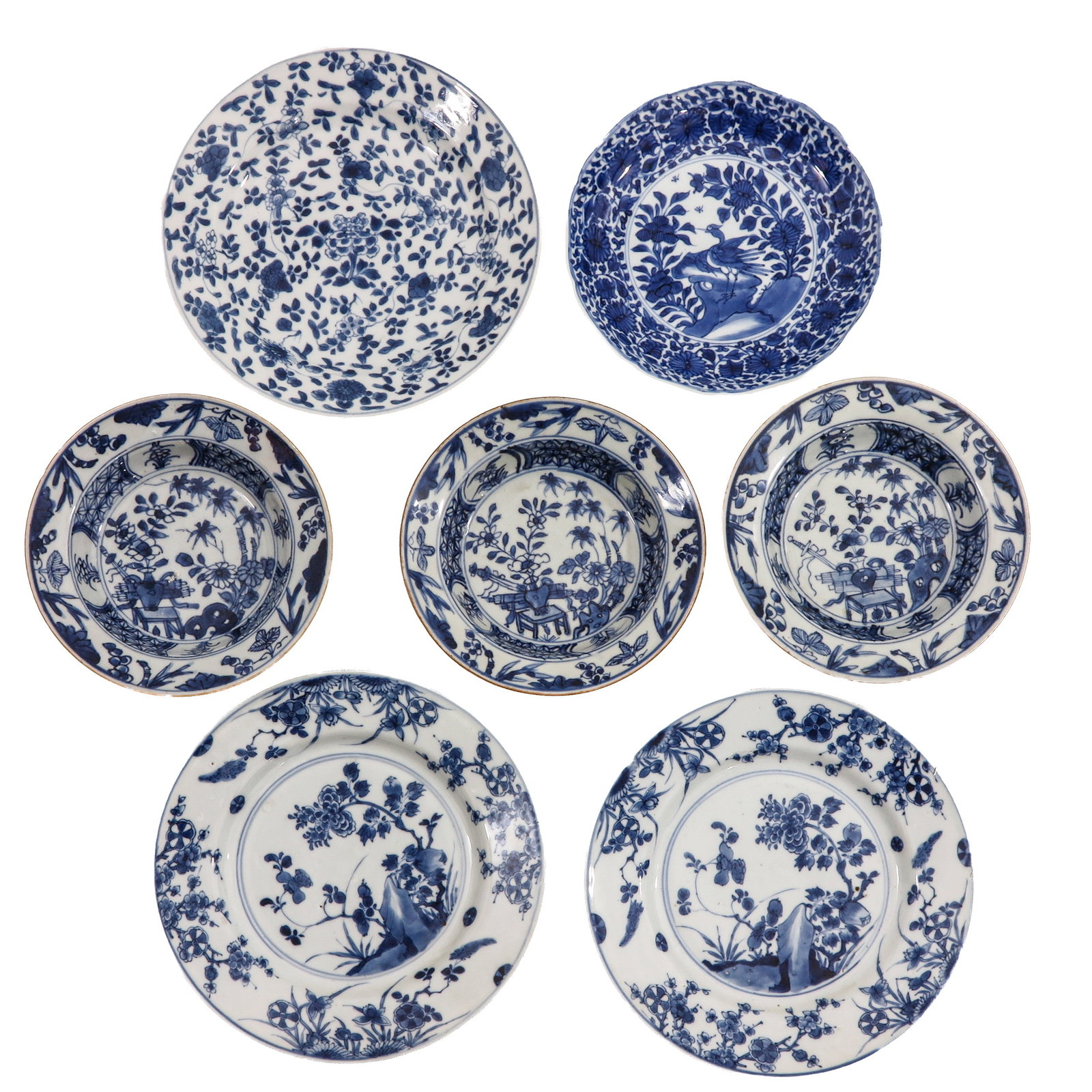 A Group of 7 Blue and White Plates (1 of 8)