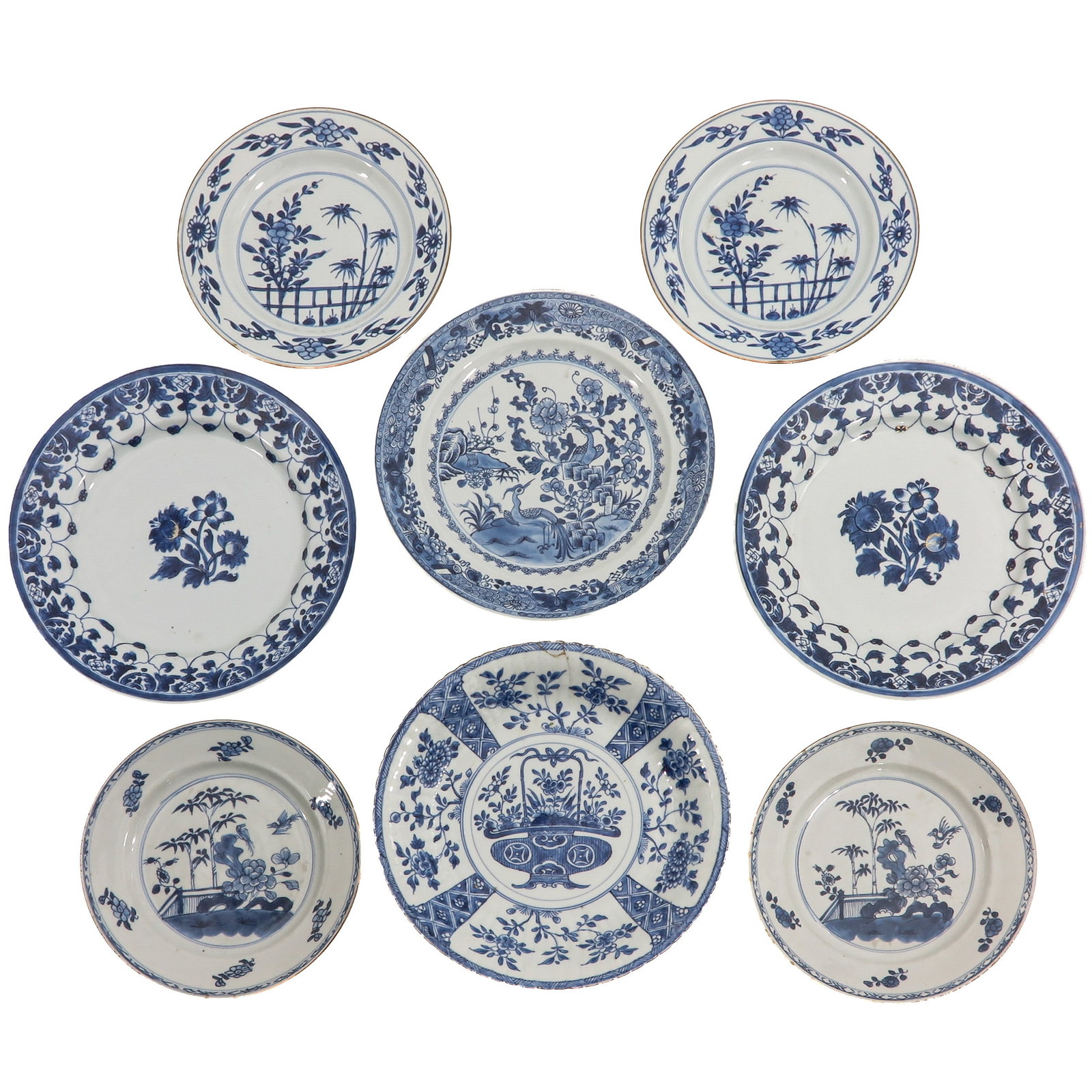 A Group of 8 Blue and White Plates (1 of 8)