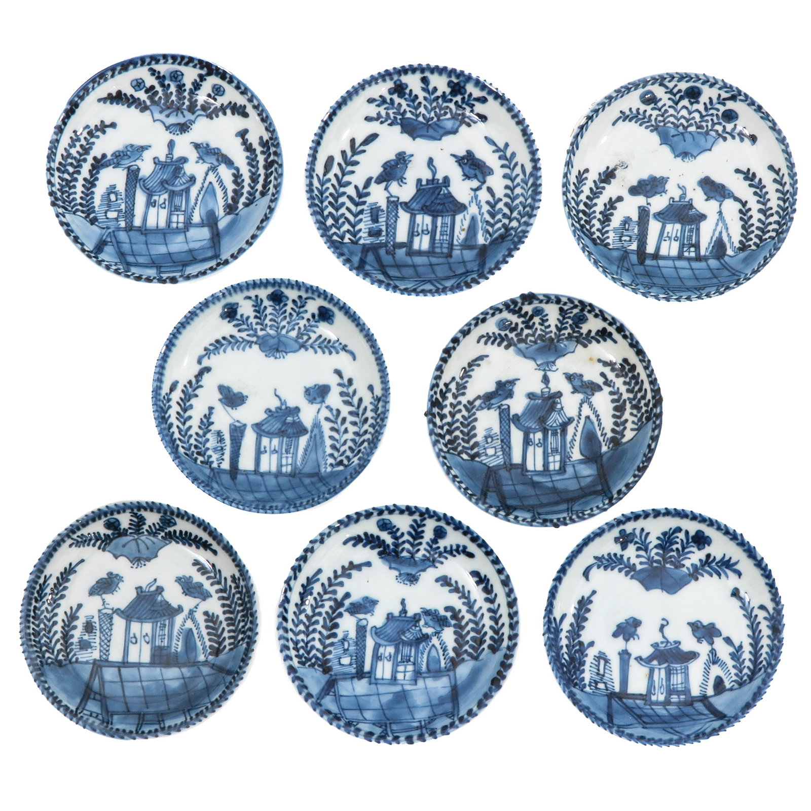 A Series of 8 Blue and White Saucers (1 of 8)