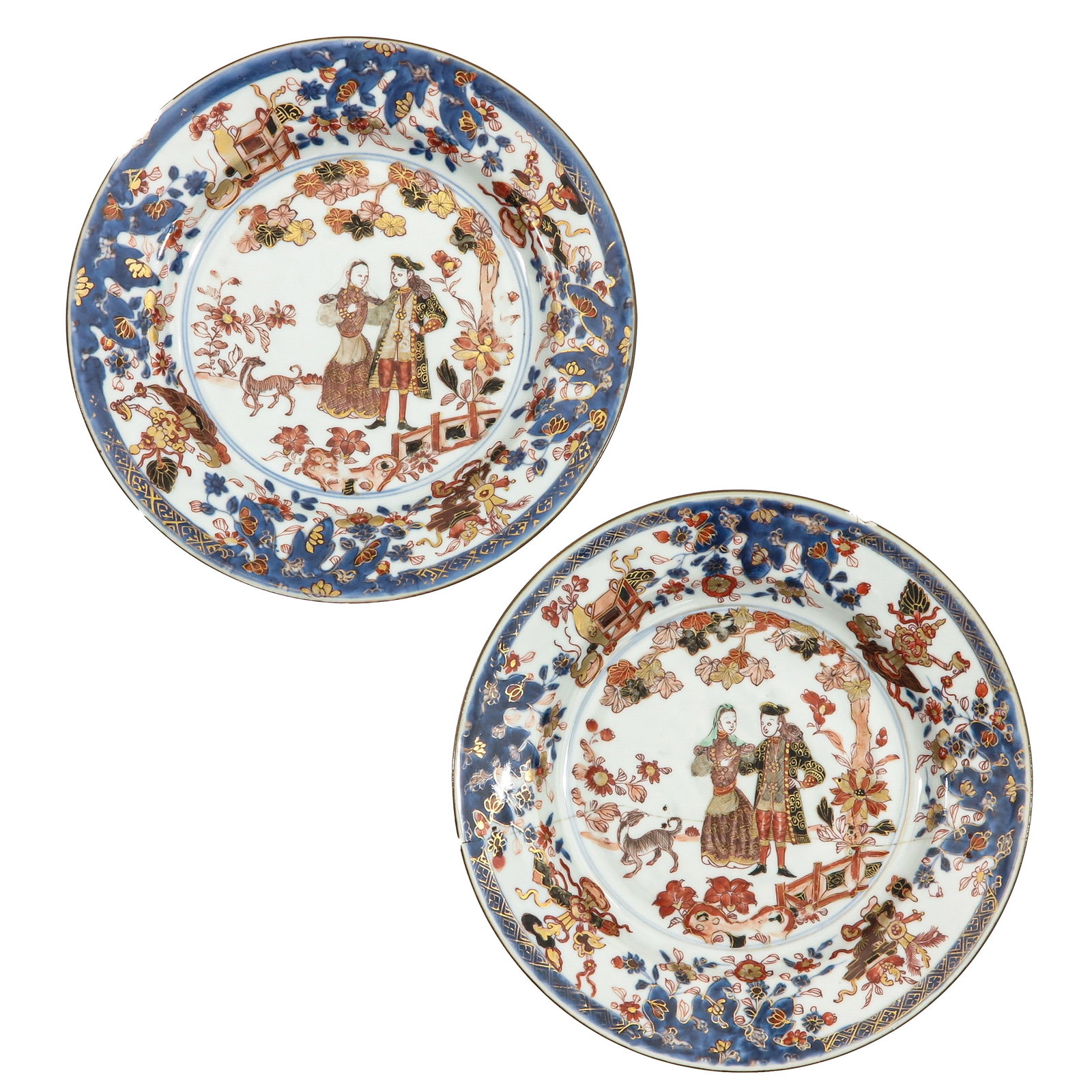 A Pair of Iron Red Blue and Gilt Plates (1 of 6)