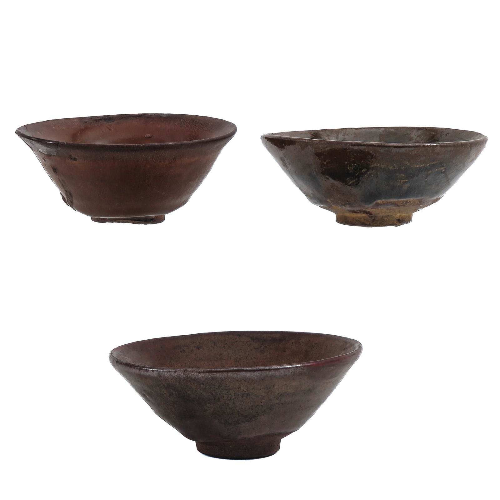 A Group of 3 Brown Glazed Stoneware Bowls: Song dynasty, 12 cm. in diameter.