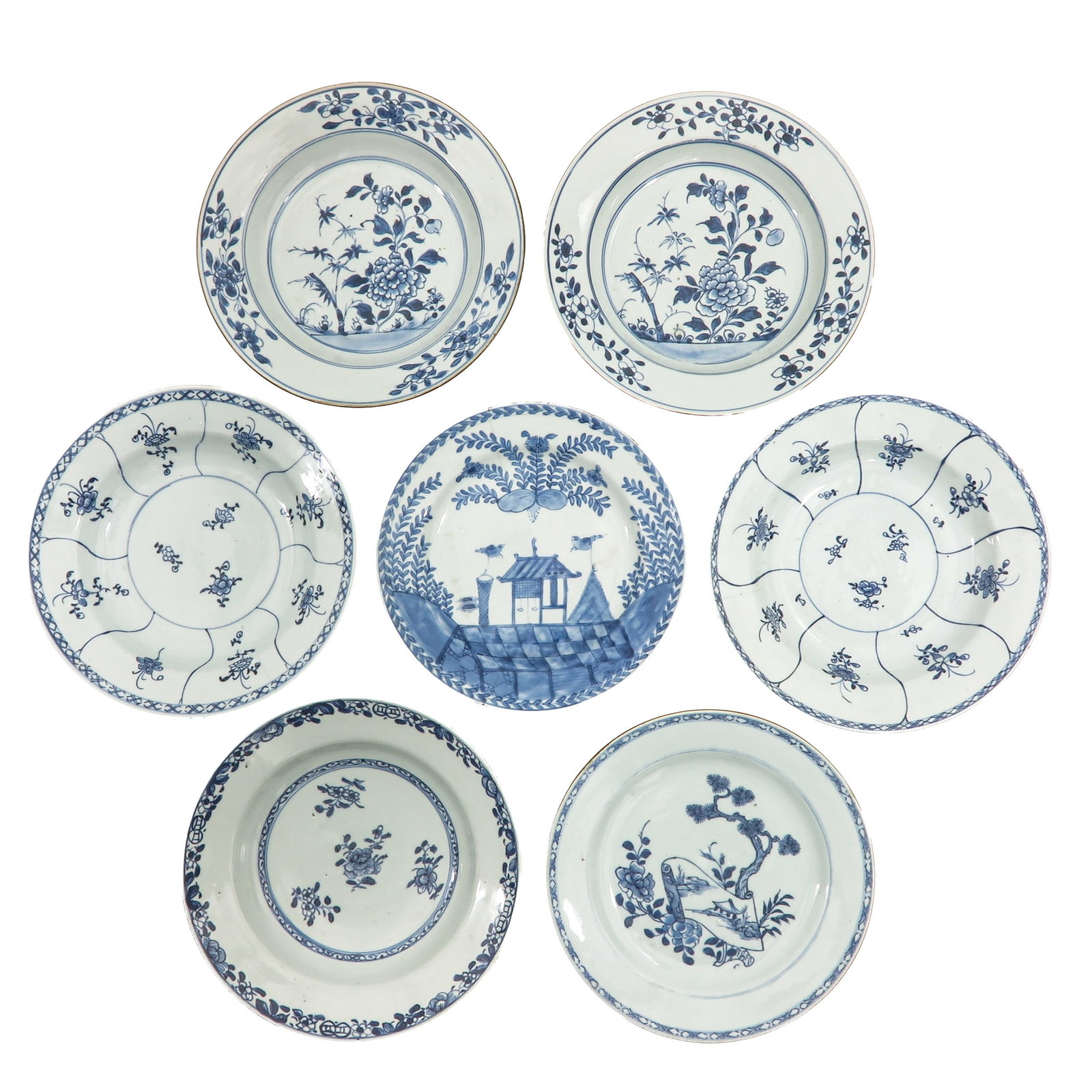 A Group of 7 Blue and White Plates (1 of 8)