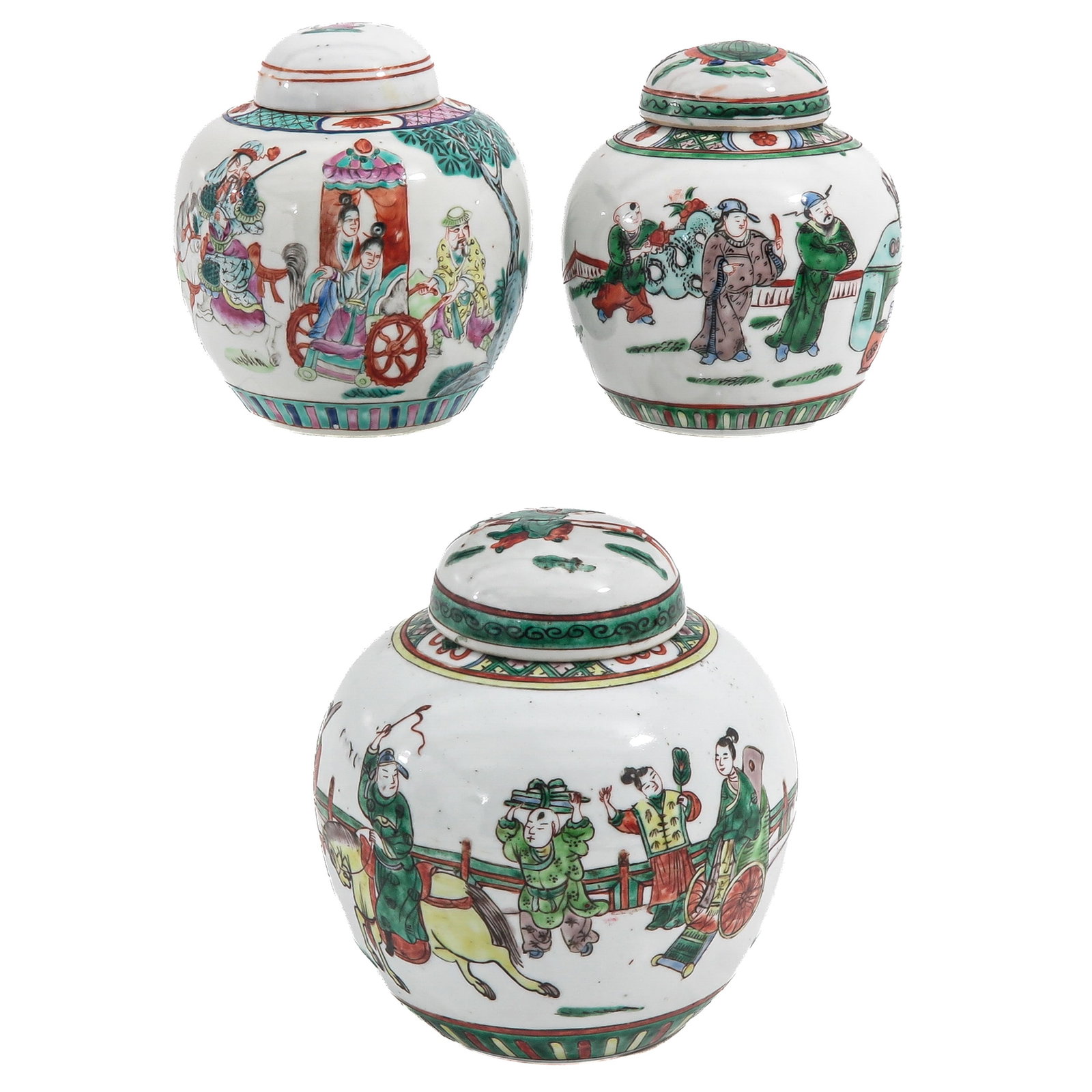 A Group of 3 Famille Verte Covered Ginger Jars (1 of 6)