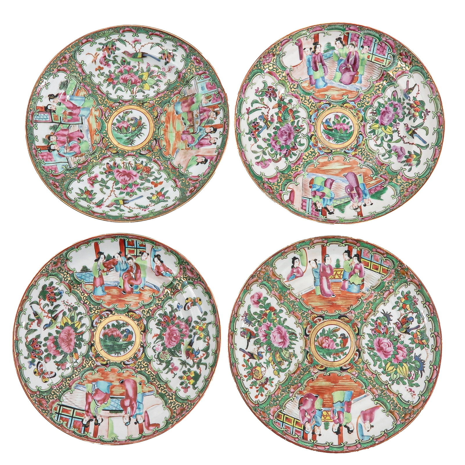 A Lot of 2 Pair of Cantonese Plates: 26 cm. in diameter.