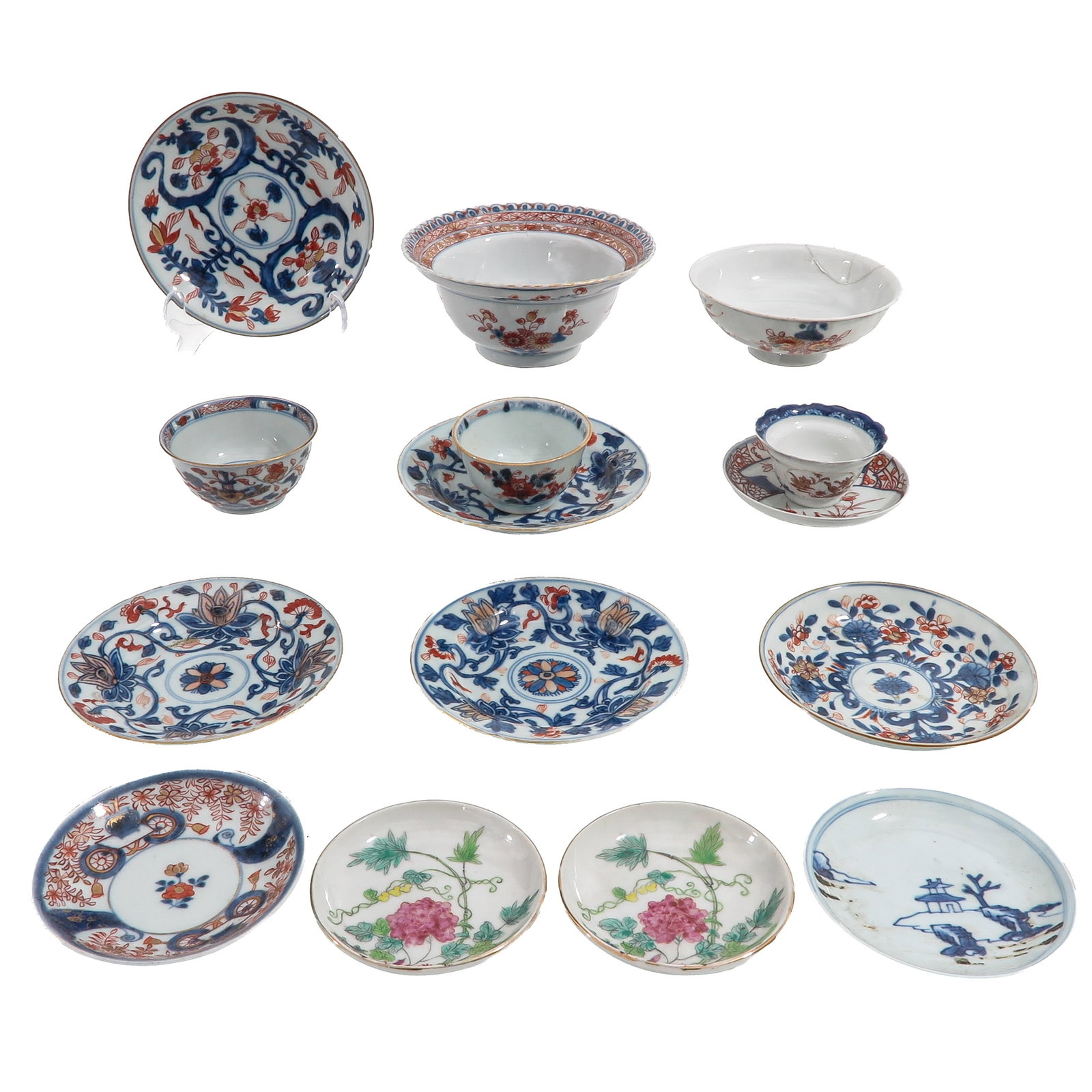 A Collection of Porcelain: In a variety of Imari decors, including 18th Century, largest bowl is 14 cm. in diameter, in diverse conditions.