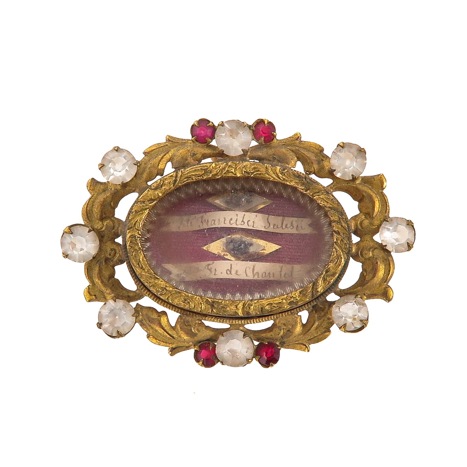 A Sealed Multi theca: containing relics of Saint Francis de Sales and Saint Jane Frances de Chantal, you are purchasing the theca, the relics are a gift, 5 x 4 cm.