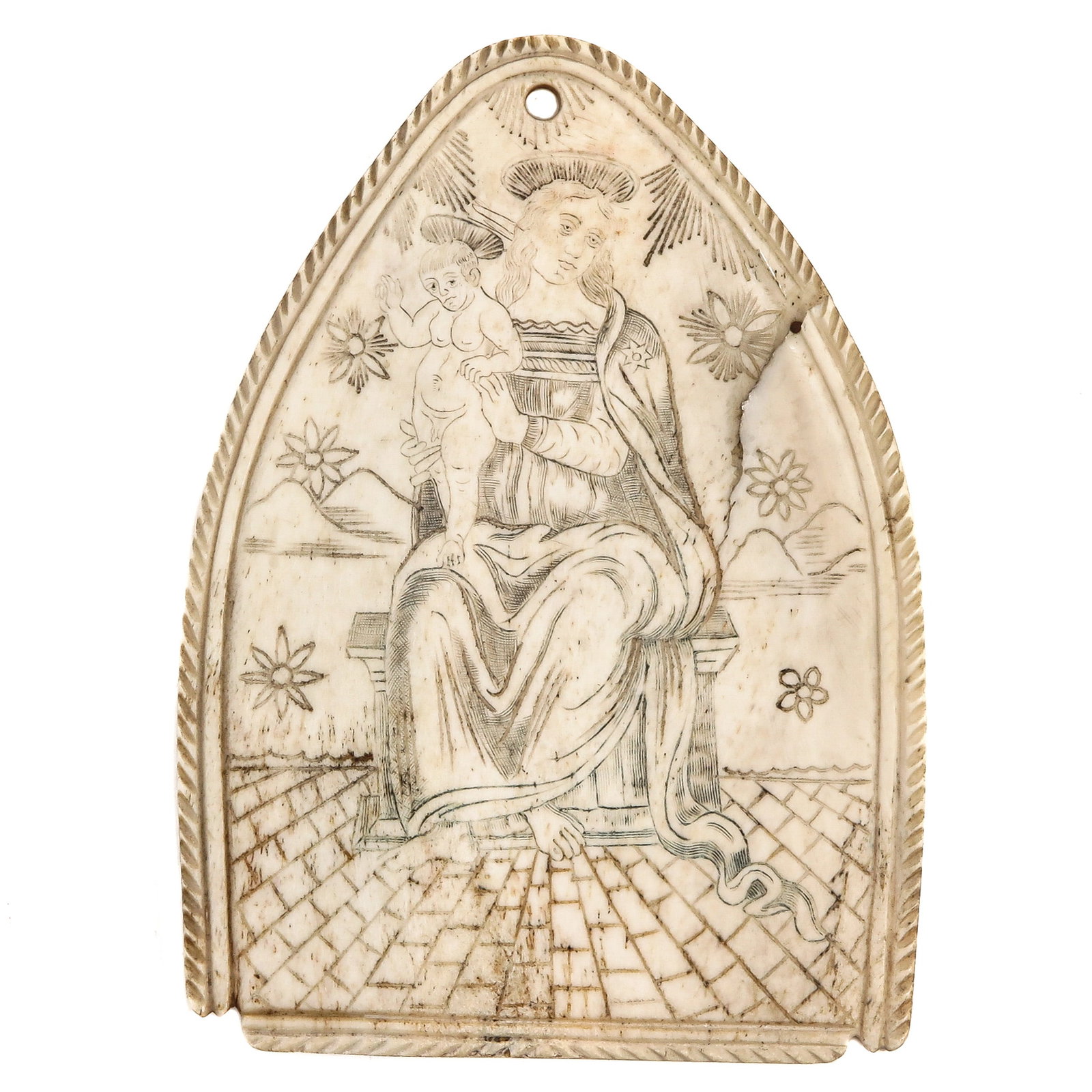 A Plaque: with depiction of Virgin and Child, 11 x 15 cm.