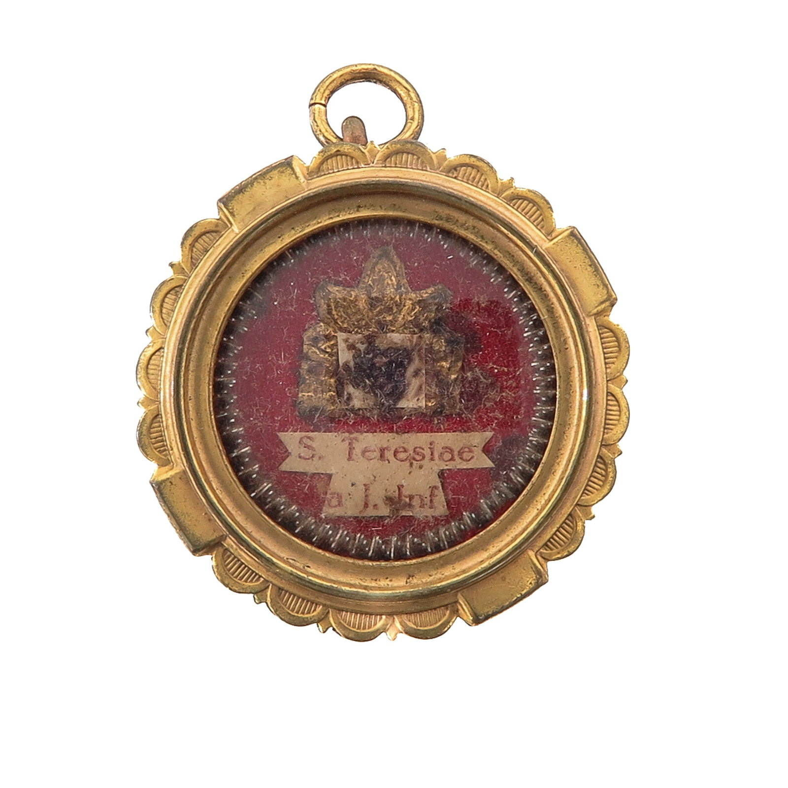 A Sealed Theca: containing relic of Saint Therese of the Child Jesus, Carmelite, patron saint of missionaries and florists, you are purchasing the theca, the relic is a gift, diameter 3 cm.