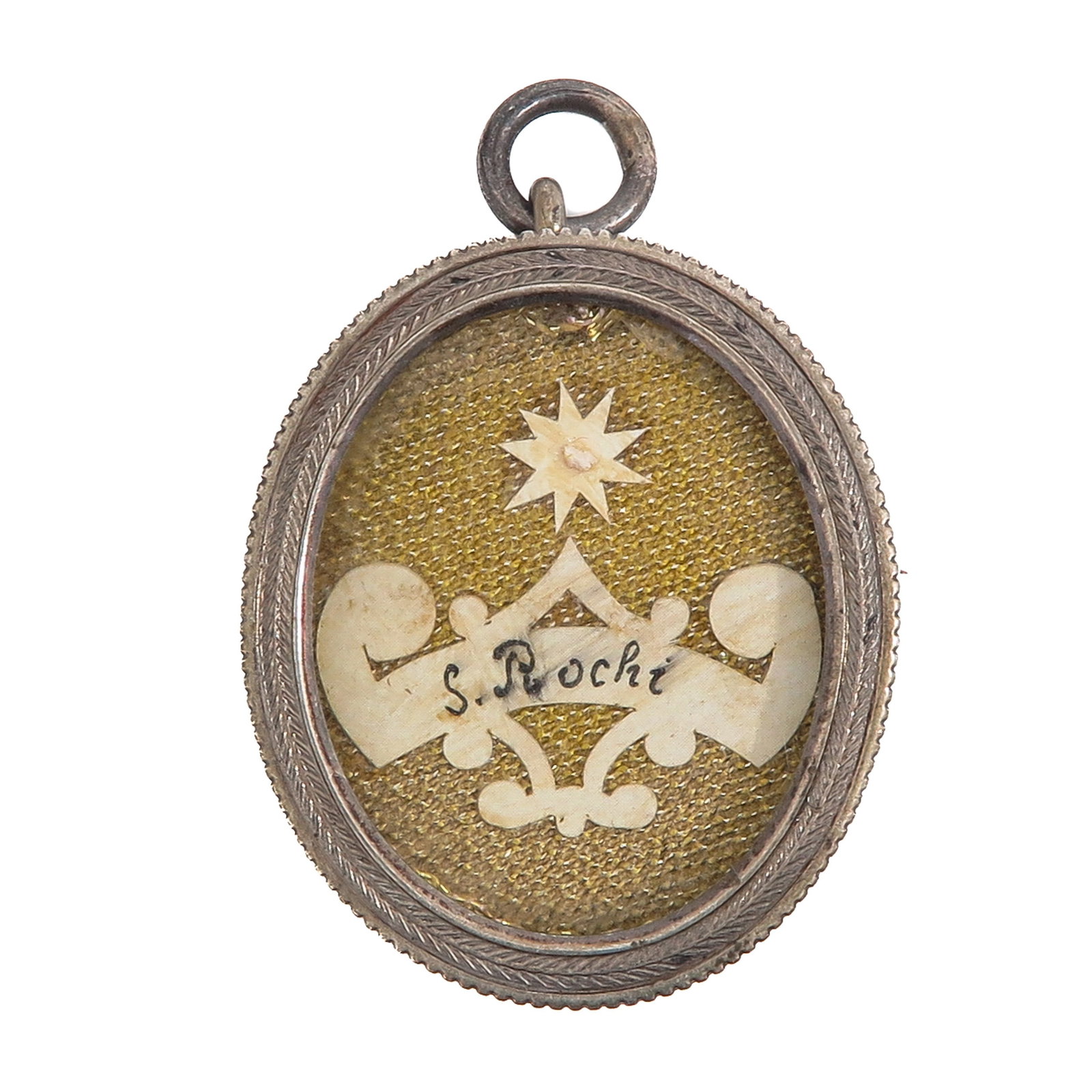 A Sealed Theca: with relic of Saint Roch (ca. 1295-1327), pilgrim and patron saint against plague and infectious diseases, with certificate, you are purchasing the theca, the relic is a gift, 3 x 4 cm.