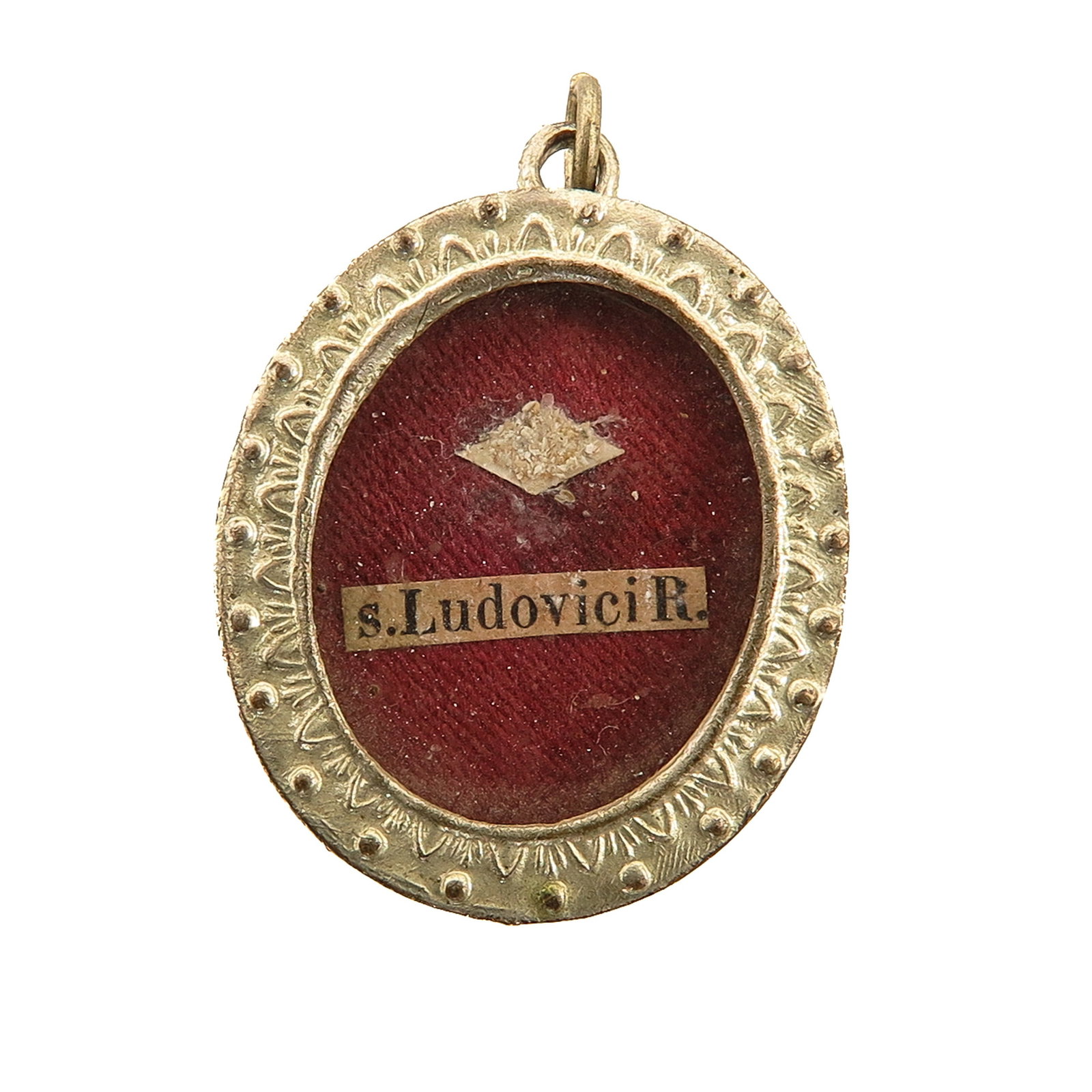 A Sealed Theca: containing relic of Saint Louis IX, King of France (1214-1270), patron saint of France and of Christian rulers, you are purchasing the theca, the relic is a gift, diameter 4 cm.