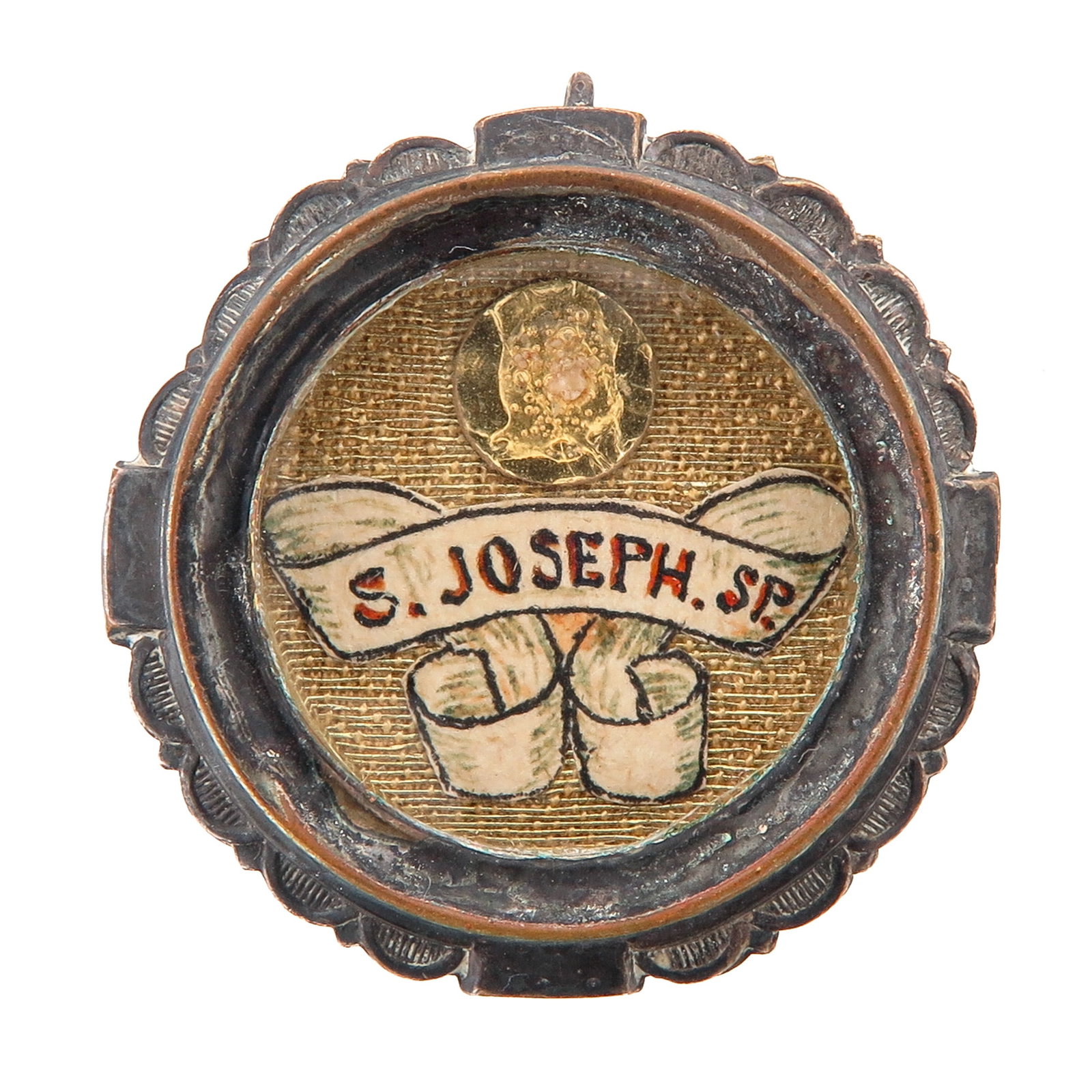 A Sealed Theca: containing relic of Saint Joseph, spouse of the Blessed Virgin Mary and foster father of Jesus Christ, patron of the Universal Church, fathers, families, workers, carpenters, a happy death and the