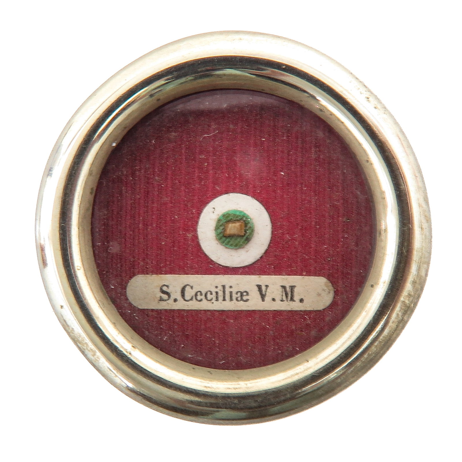 A Sealed Theca: containing relic of Saint Cecilia (2nd - 3rd century), virgin and martyr, patron saint of church music, musicians, singers, organists and instrument makers, you are purchasing the theca, the relic is 