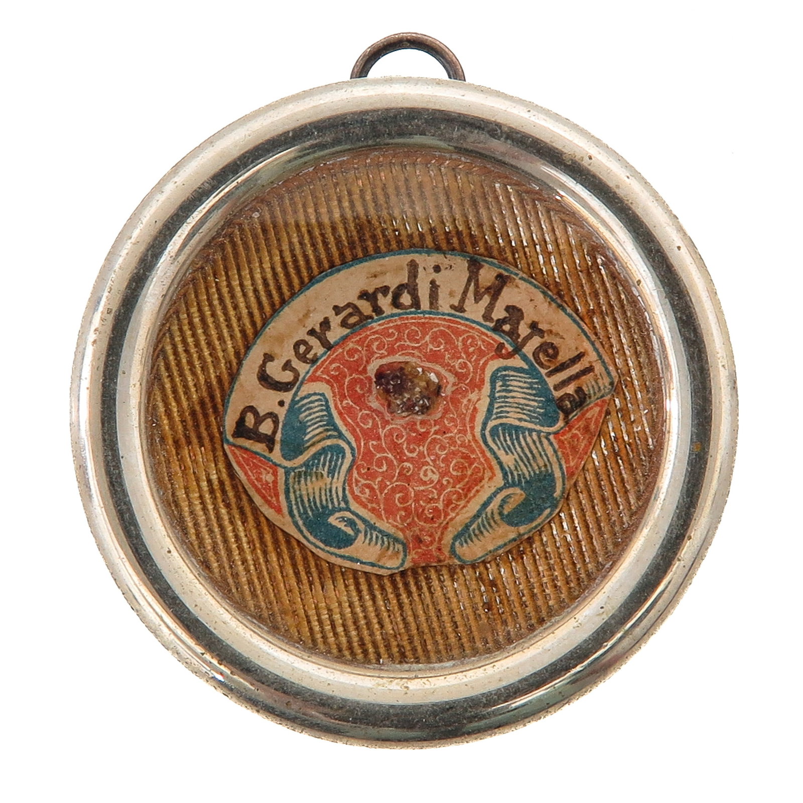 A Sealed Theca: containing relic of H. Gerard Majella, patron saint of pregnant women, expectant mothers, unborn children, a safe delivery and motherhood, you are purchasing the theca, the relic is a gift, diameter