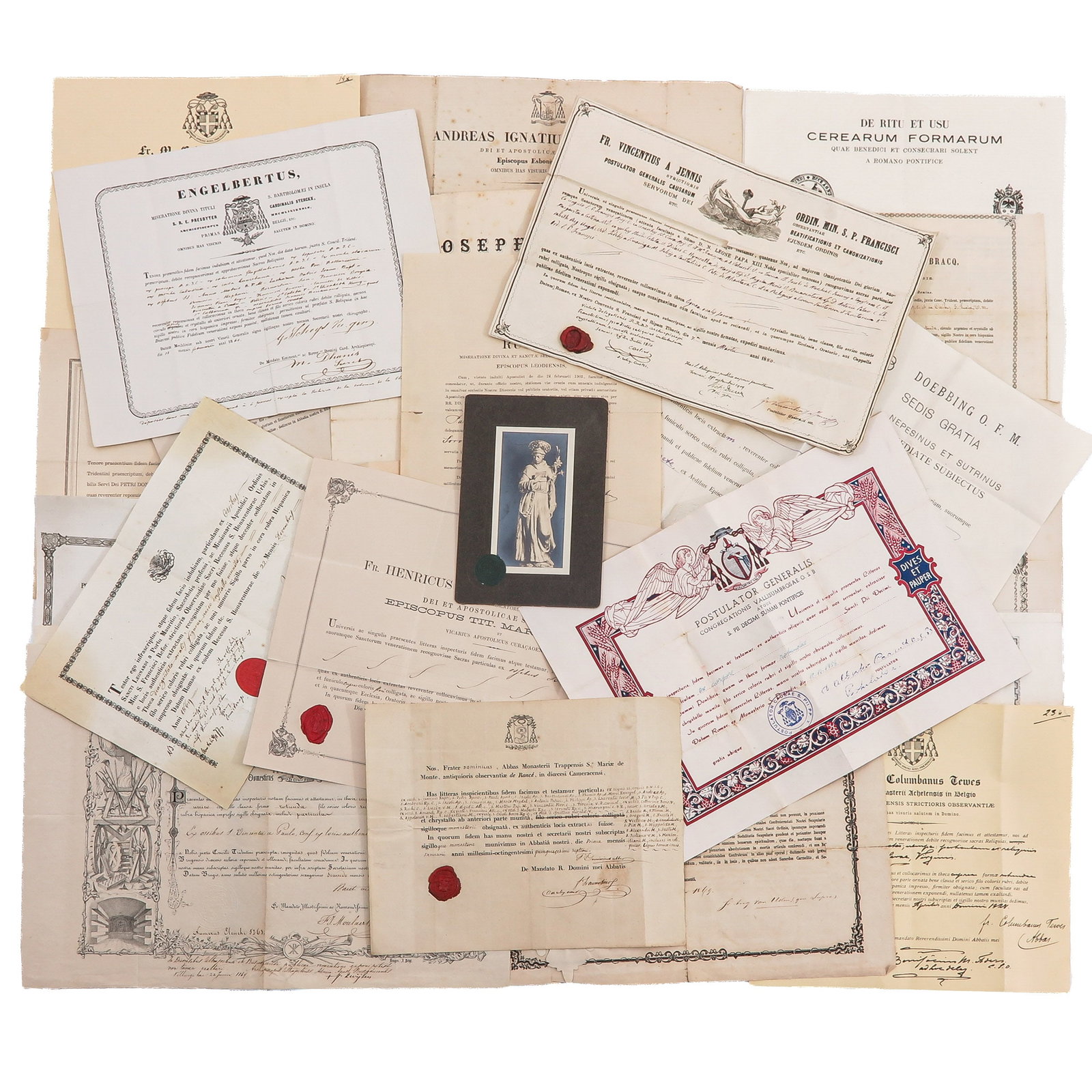 A Large Collectin of Religious Documents and Relic Certificates: consisting of a large collection of religious documents, including certificates for relics